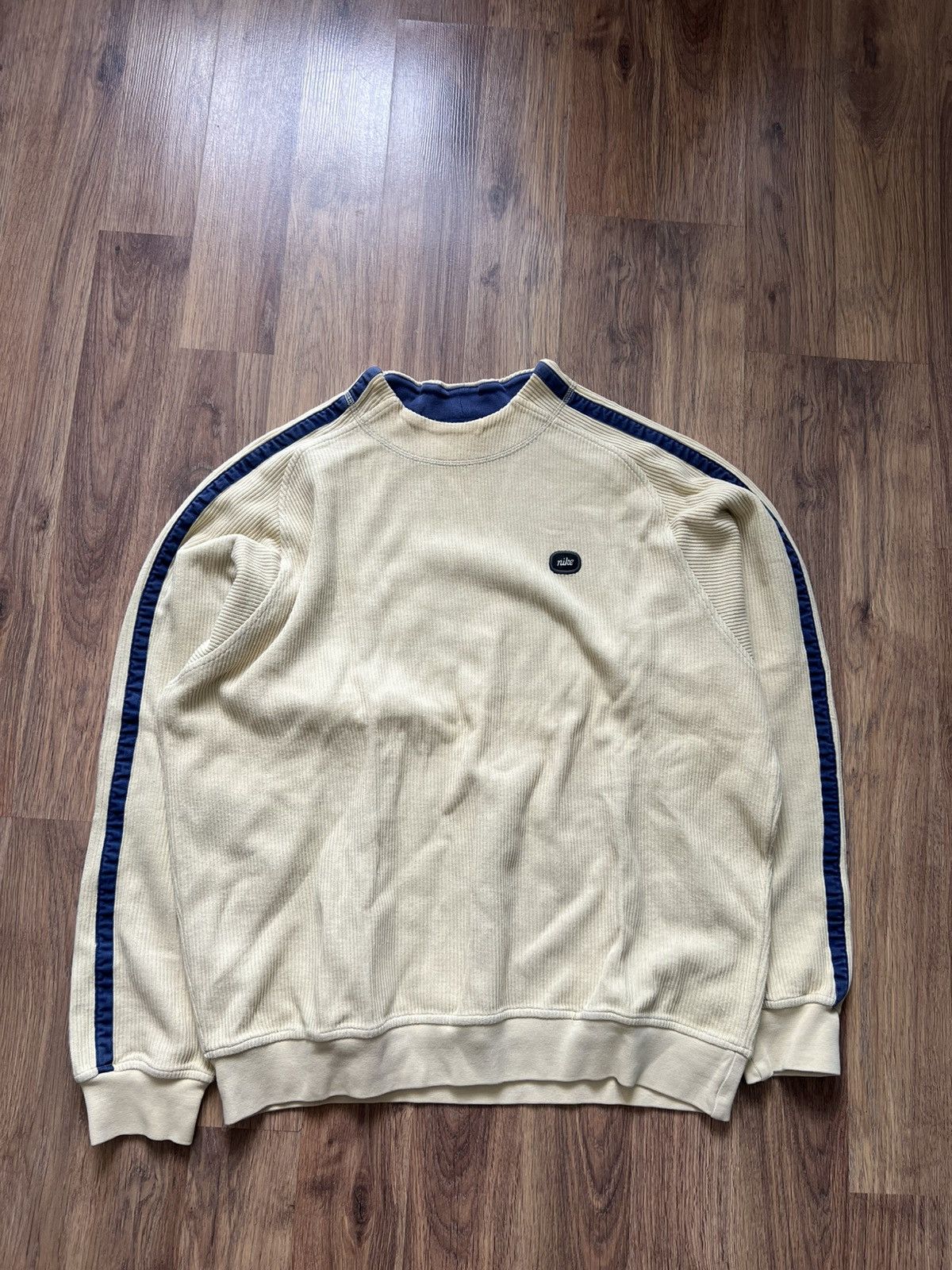 Nike Nike Beige Ribbed Crewneck Size US L / EU 52-54 / 3 - 1 Thumbnail