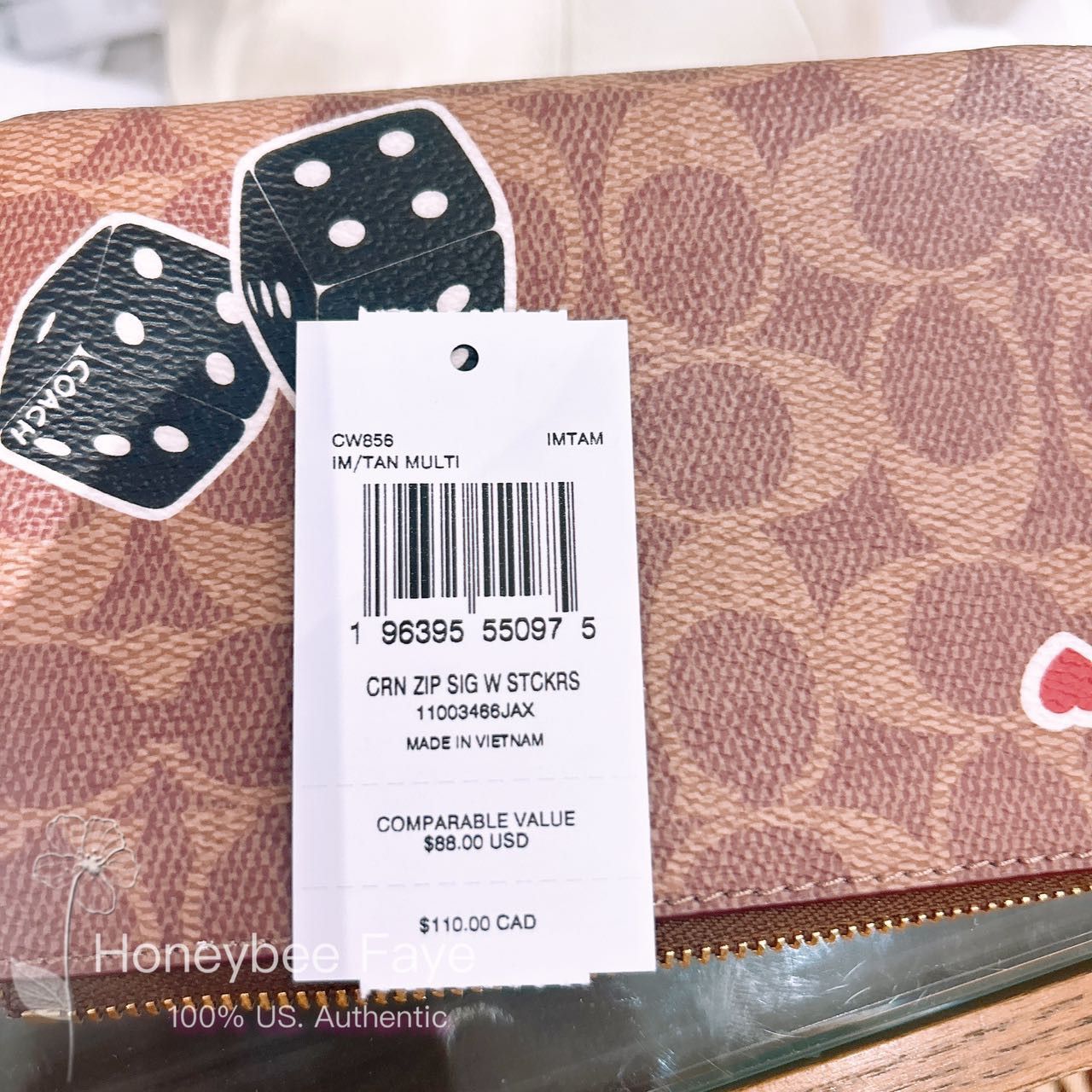 Coach Corner Zip Wristlet In Signature Canvas With Sticker Print Size ONE SIZE - 5 Thumbnail