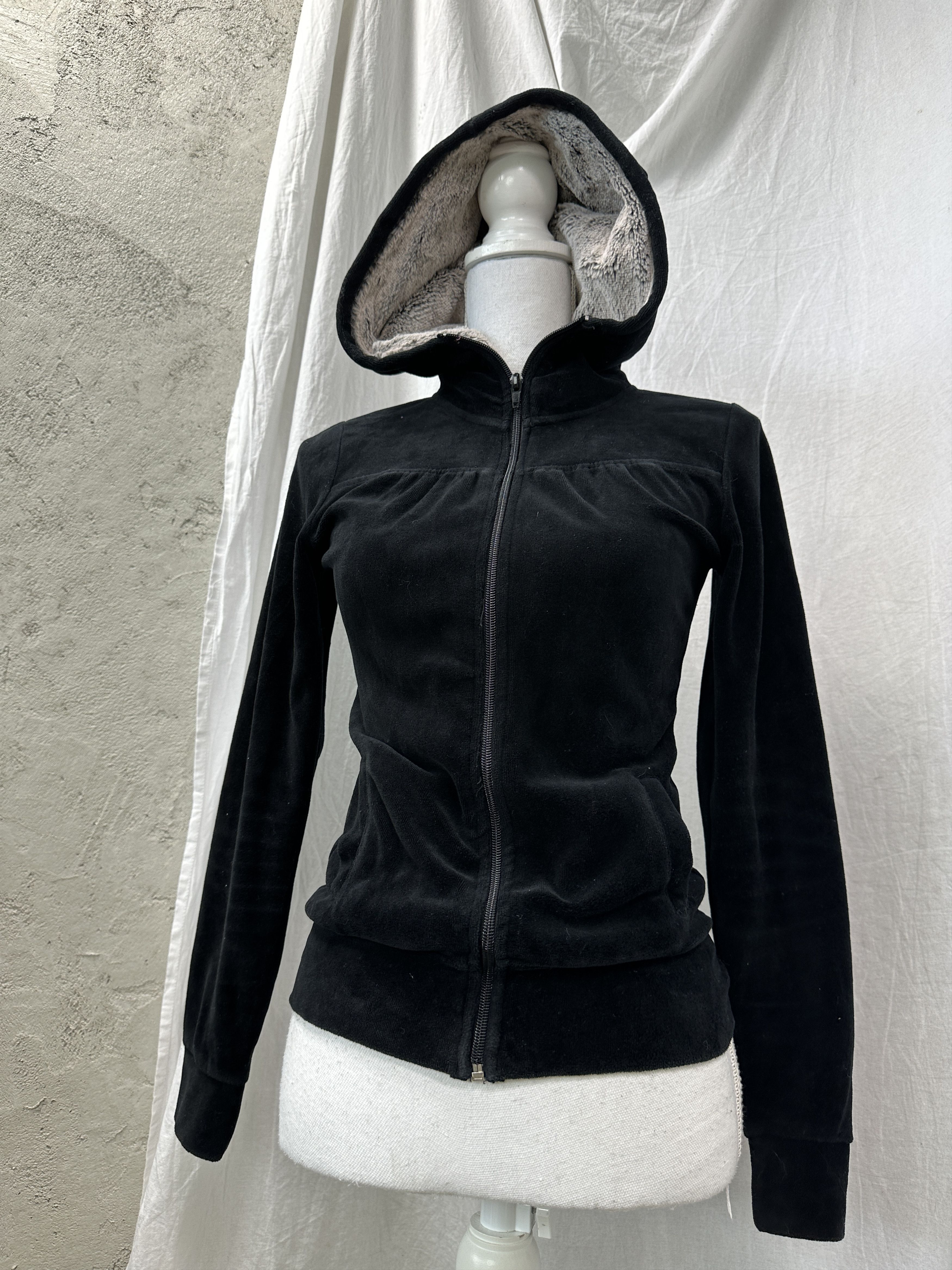 Vintage Vintage Avant Garde Velvet Faux Fur Zip Hoodie Y2K Size M / US 6-8 / IT 42-44 - 1 Thumbnail