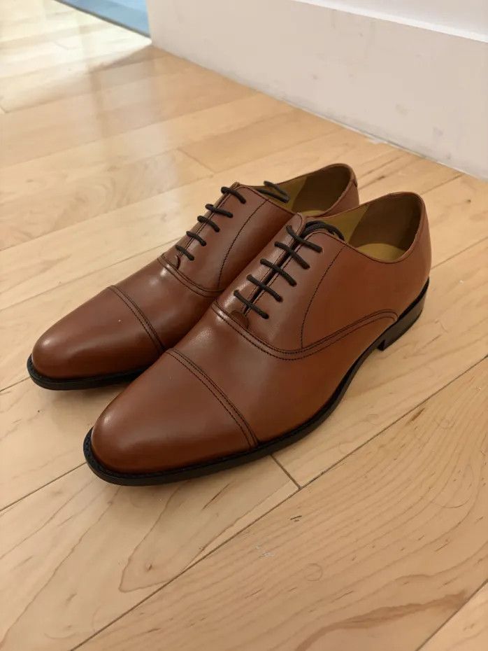 Charles Tyrwhitt Leather Oxford Cap Toe Shoes - Tan Size US 10 / EU 43 - 3 Thumbnail