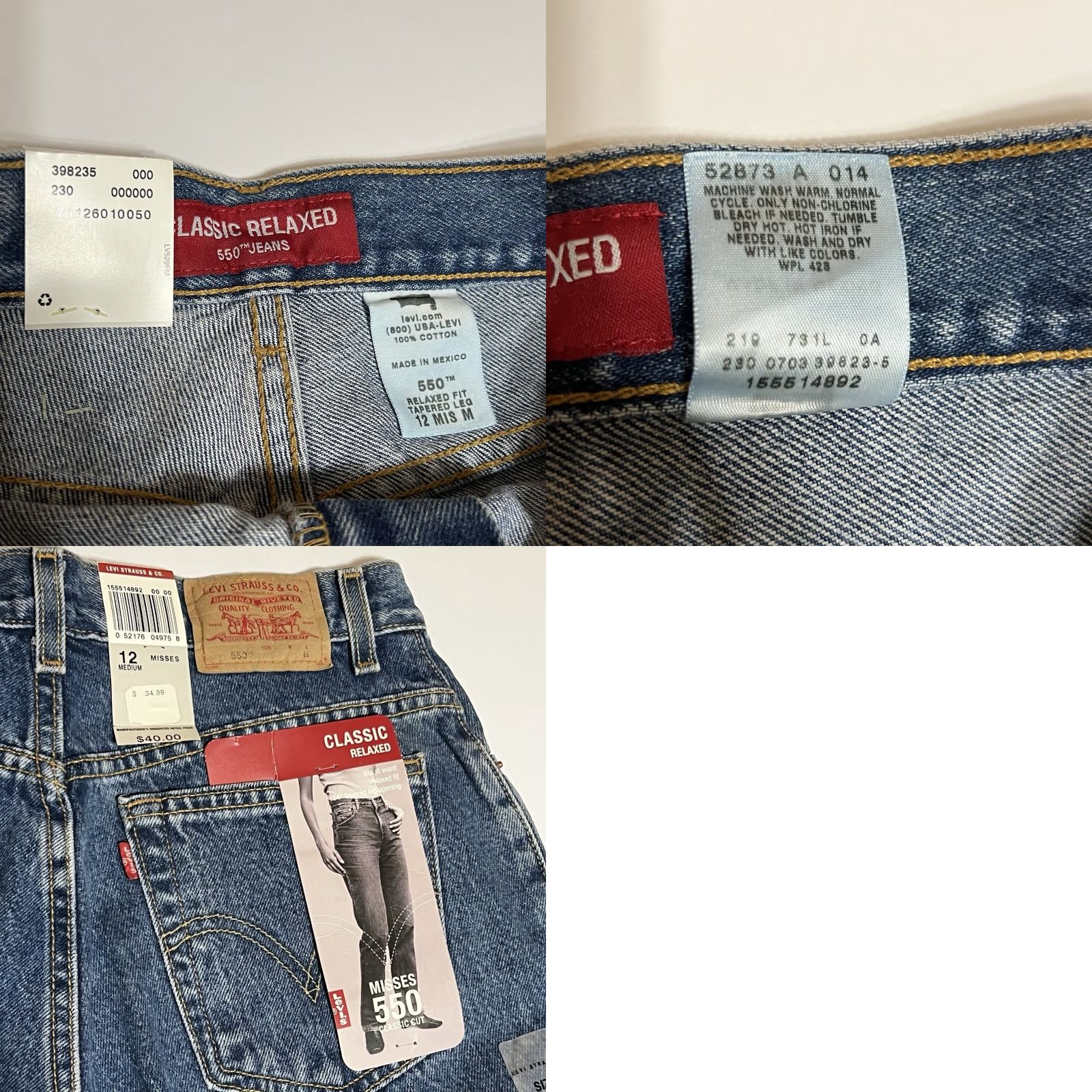 Levi's VINTAGE Levi's 550 Jeans Women 12 30x30 Blue Denim NWT Y2K Relaxed Classic 5-Pocket Button Zip High Rise,Tapered Mens Girls Womens Size 34" / US 12 / IT 48 - 8 Thumbnail