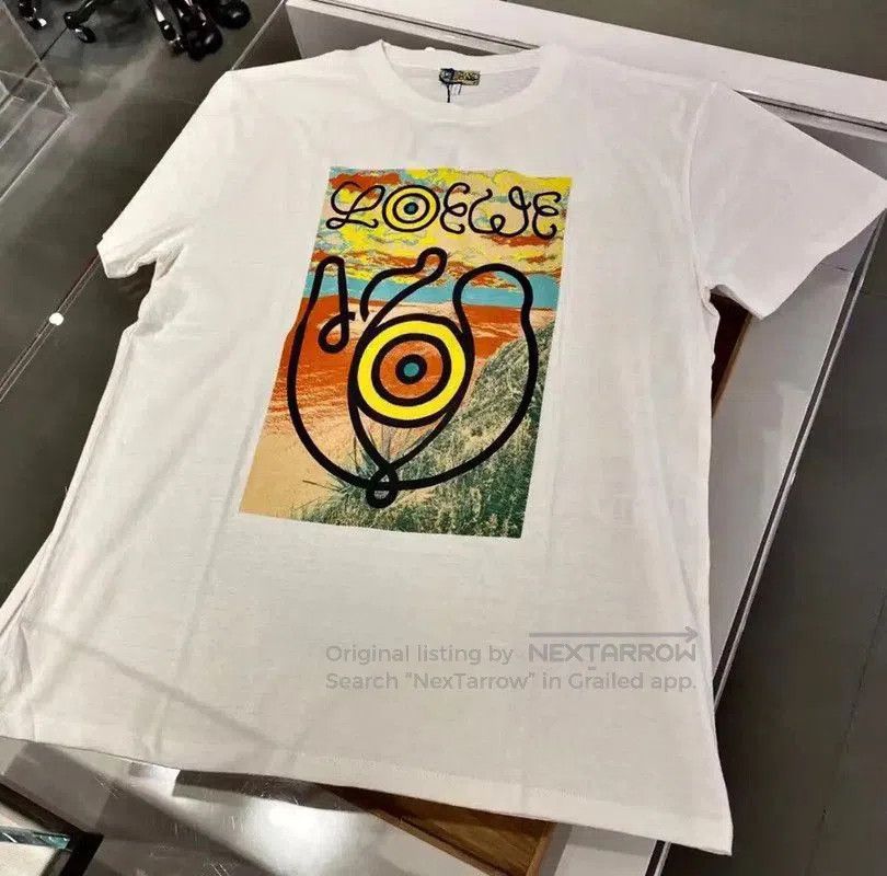 LOEWE Summer Beige Cotton Short Sleeve T-Shirt .