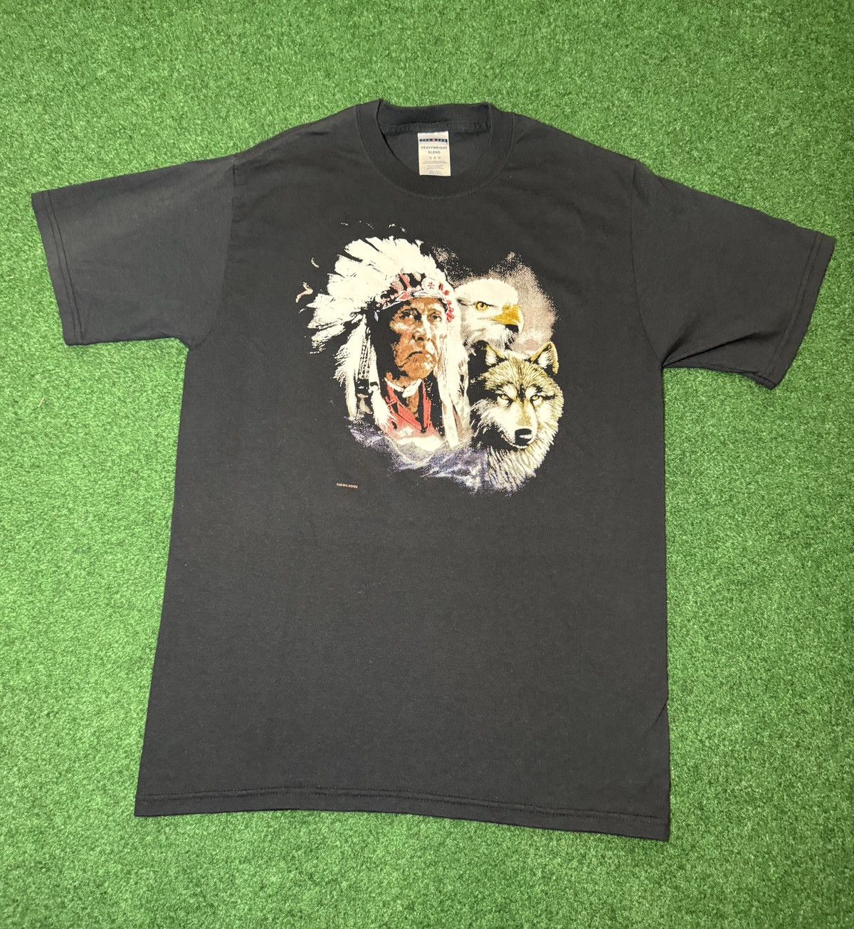 Jerzees Vtg 90s Native American Eagle Wolf 3D Emblem Style T Shirt Size US M / EU 48-50 / 2 - 1 Thumbnail