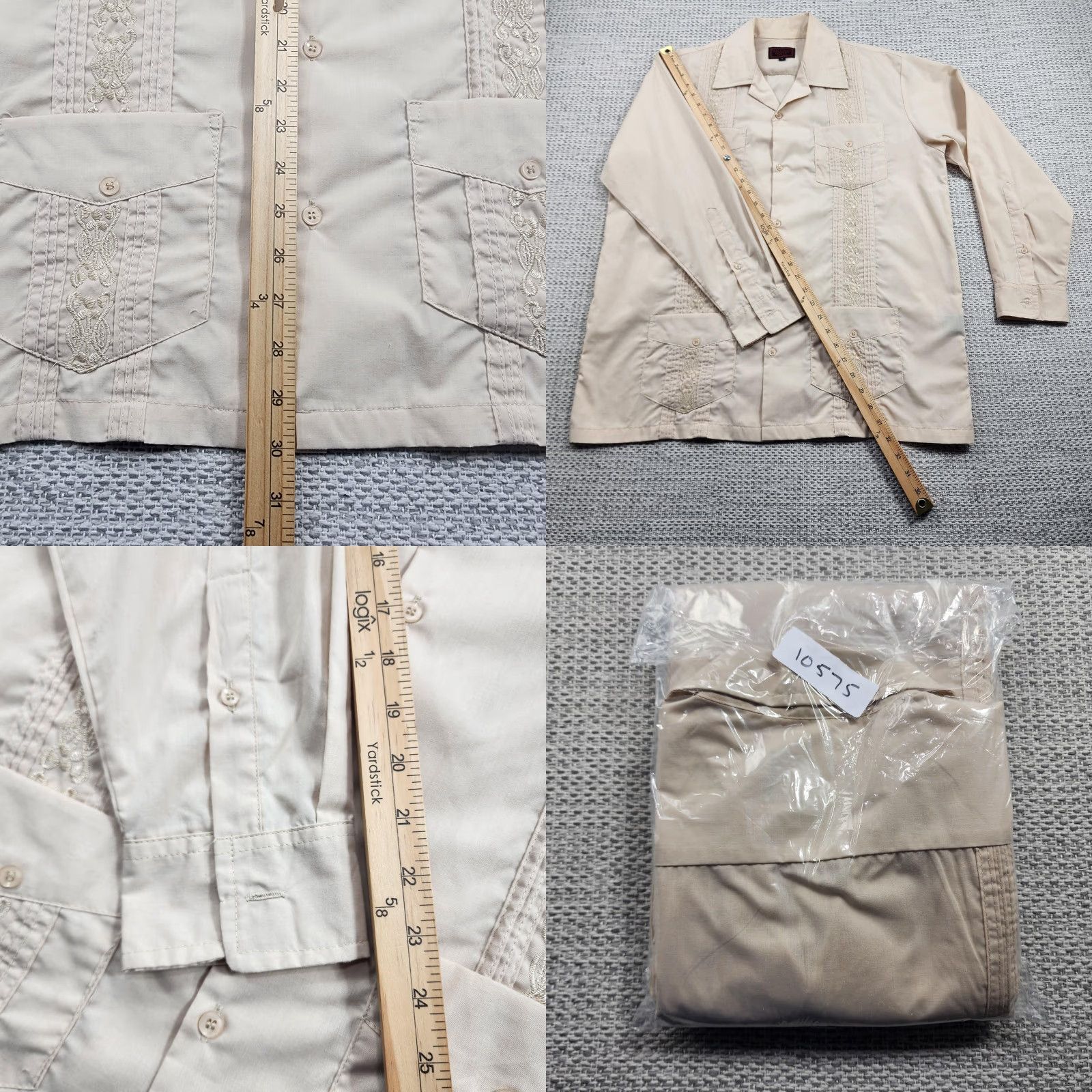 Vintage Maximos Yucatan Guayabera Shirt Mens Small Beige Embroidered Long Sleeve Mexico Size US S / EU 44-46 / 1 - 9 Thumbnail