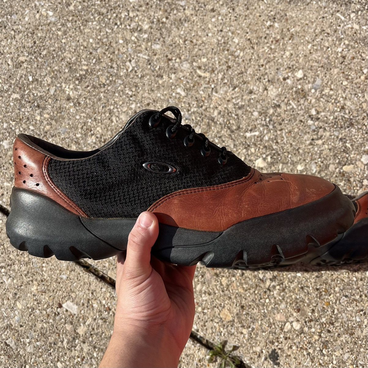 Oakley × Vintage 90s Rare Oakley Leather Derby Shoes Size US 12.5 / EU 45-46 - 3 Thumbnail