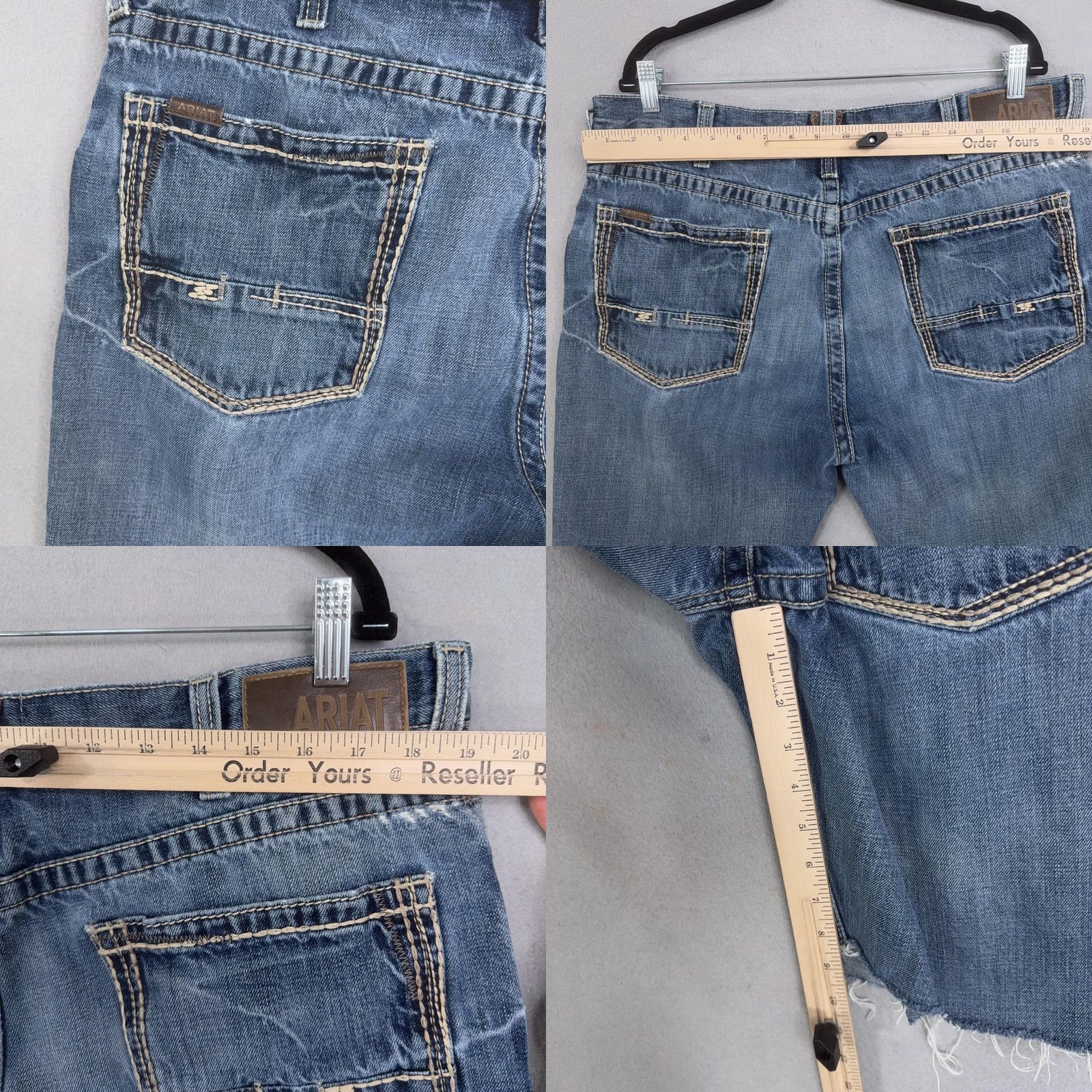 Ariat Ariat Shorts Mens 38 Blue M4 Relaxed Cutoff Distressed Jorts Patched Hem Size US 38 / EU 54 - 8 Thumbnail