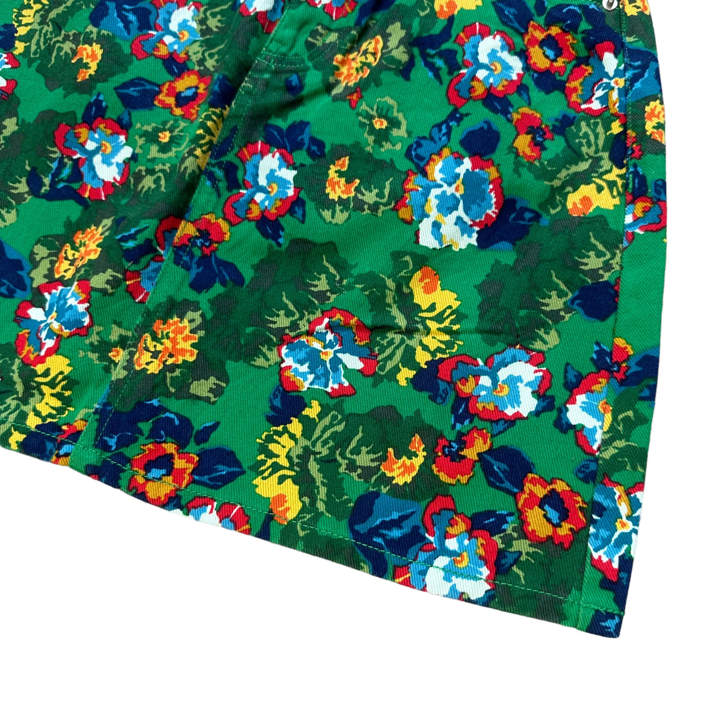 Japanese Brand FLOWERS FULLPRINT / OVERPRINT DENIM MINI SKIRT #8652-019 Size 24" / US 00 / IT 34 - 3 Thumbnail