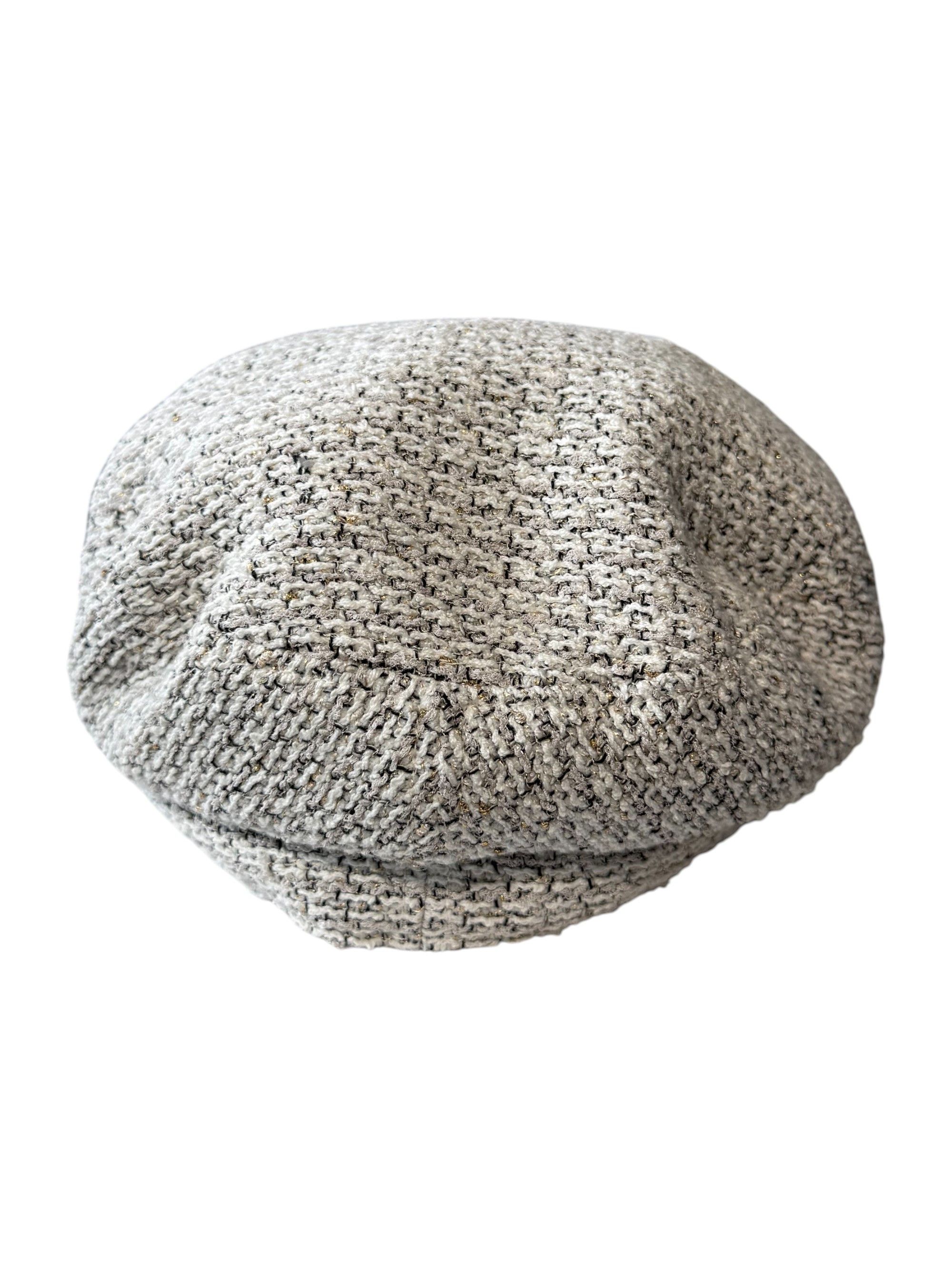 Chanel Chanel White Black Gold Tweed Newsboy Cap Size ONE SIZE - 4 Thumbnail