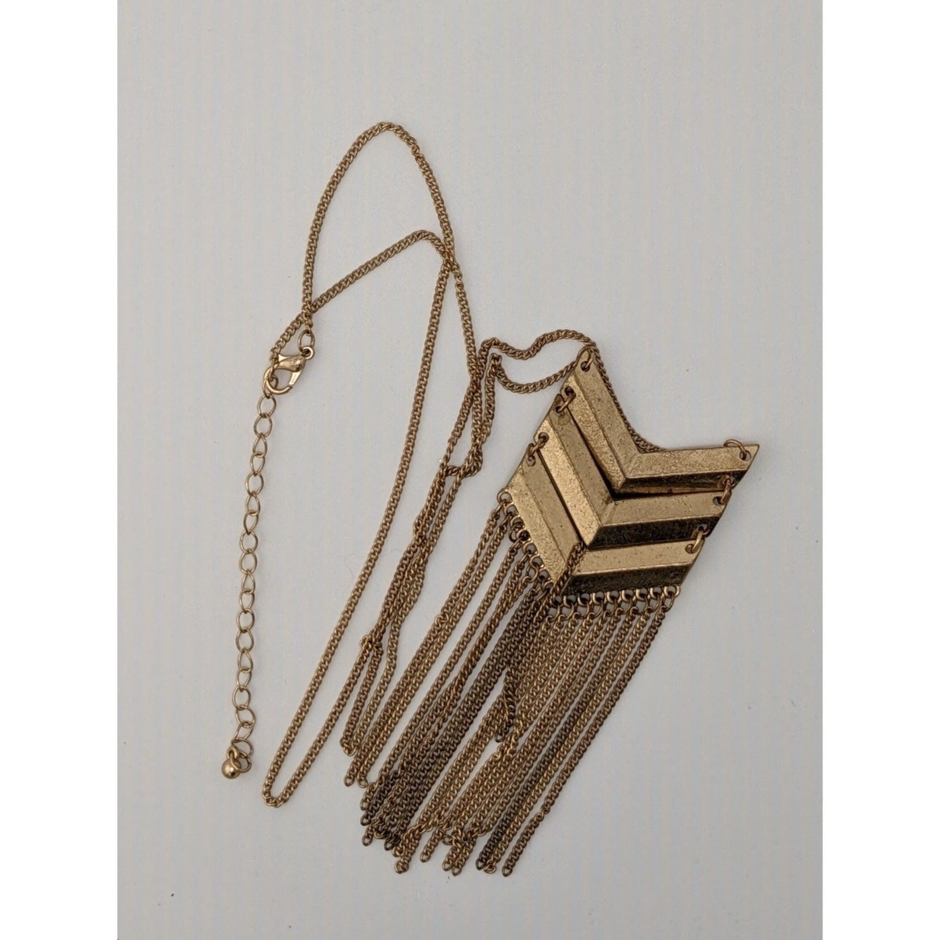 Other Chevron Gold-Tone Long Necklace With Fringe Size ONE SIZE - 5 Thumbnail