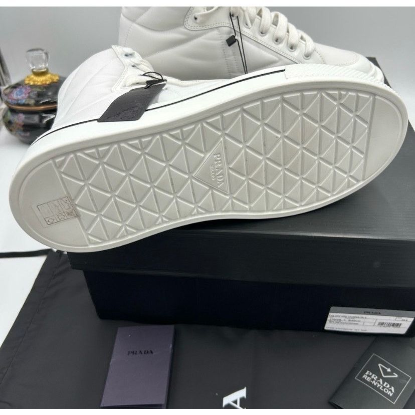 Prada Women's Prada re-nylon leather hightop sneakers size 39.5 Size US 9.5 / IT 39.5 - 12 Thumbnail