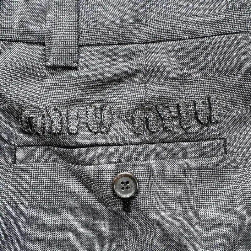 Miu Miu Miu Miu Gray Cotton Casual Pants for Women . Size 23" - 5 Thumbnail
