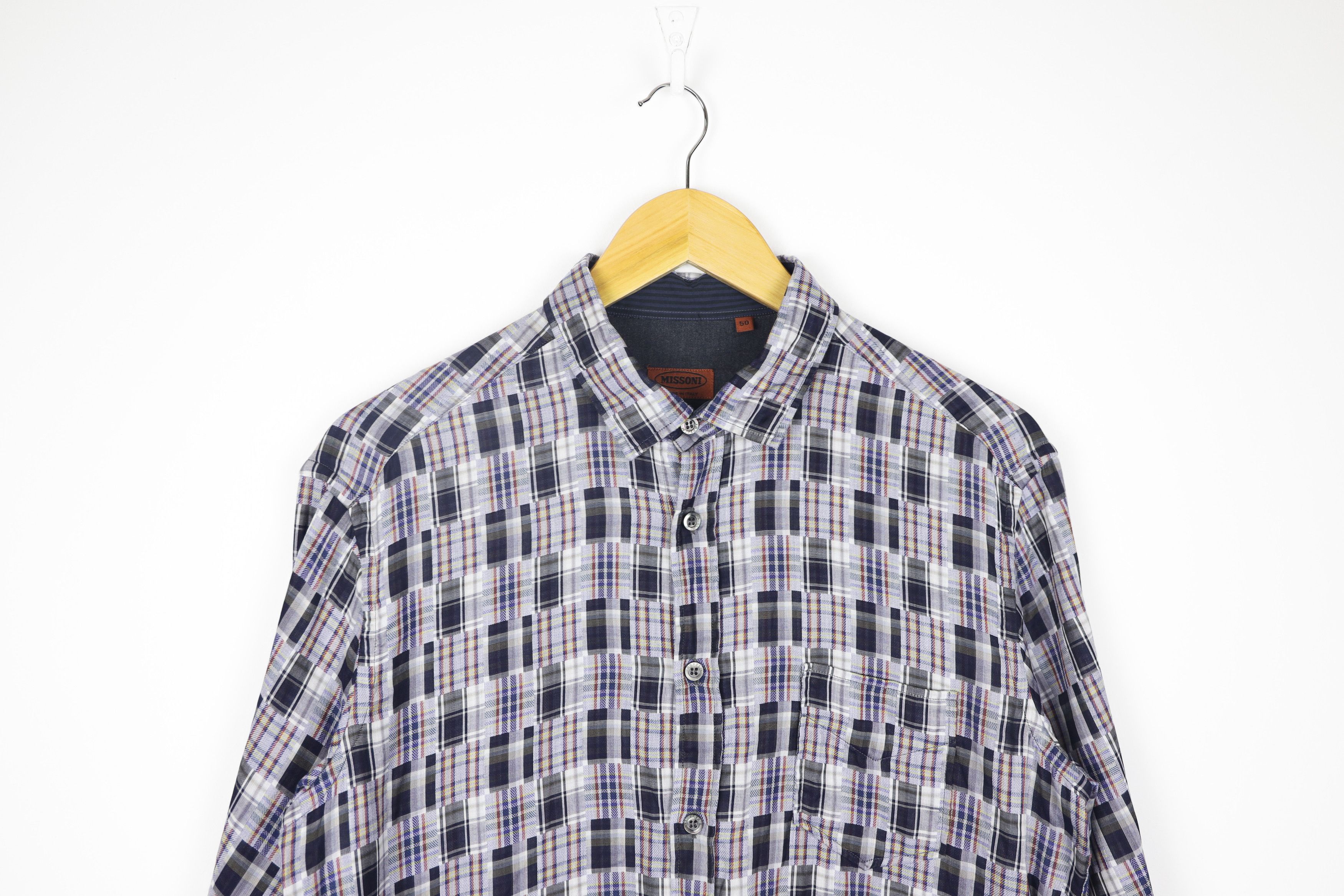 Missoni Missoni Patchwork Color Block Plaid Check Shirt 50 size Size US M / EU 48-50 / 2 - 2 Thumbnail