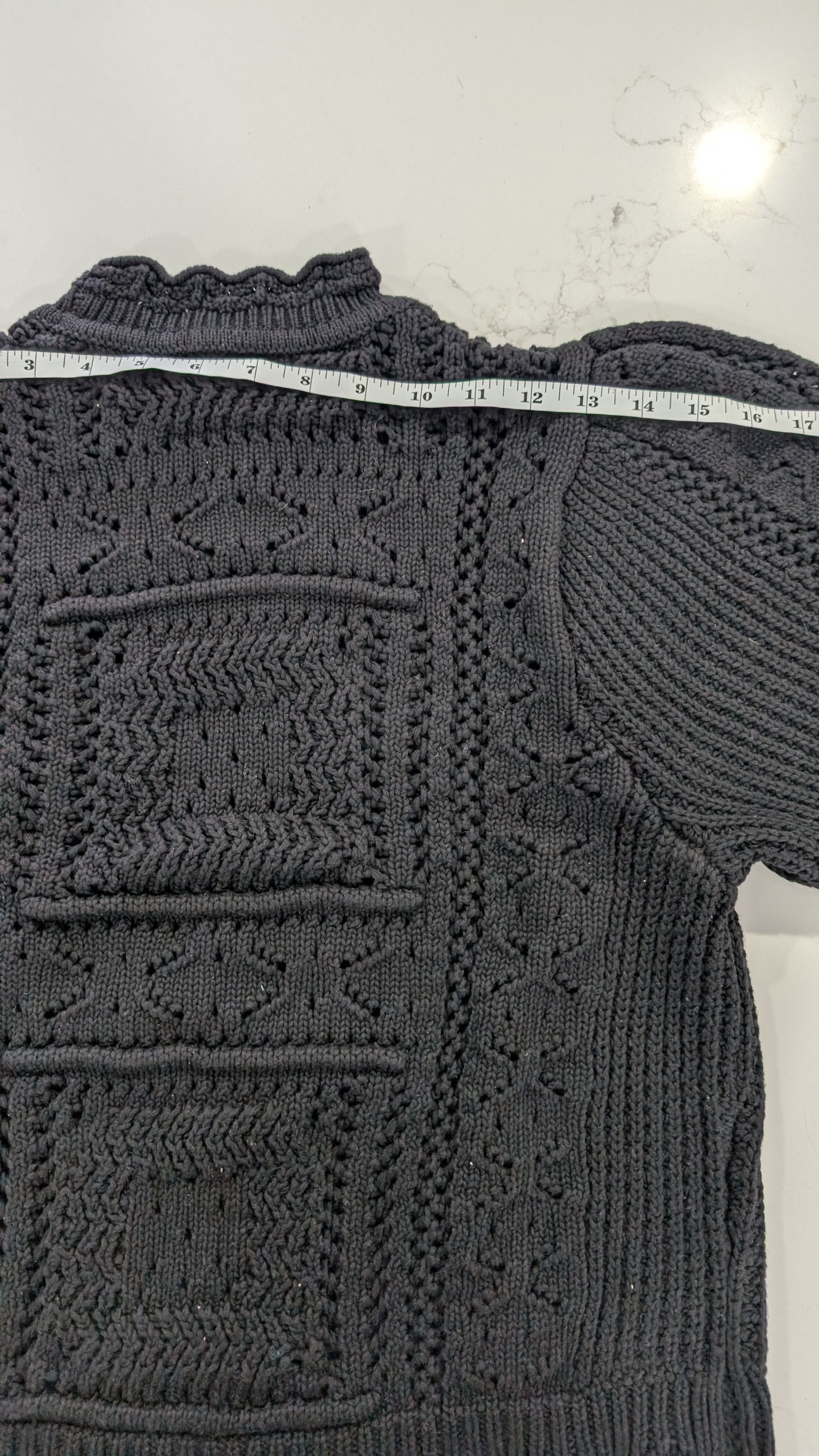 Autumn Cashmere AUTUMN CASHMERE Puff Sleeve Tile Stitch Mock Neck Size M Size M / US 6-8 / IT 42-44 - 9 Thumbnail