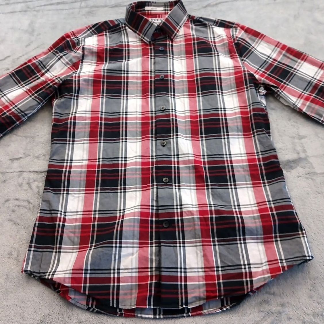 Express Express Shirt Mens Medium Fitted Red Plaid Long Sleeve Button-Up Cotton Size US M / EU 48-50 / 2 - 4 Thumbnail