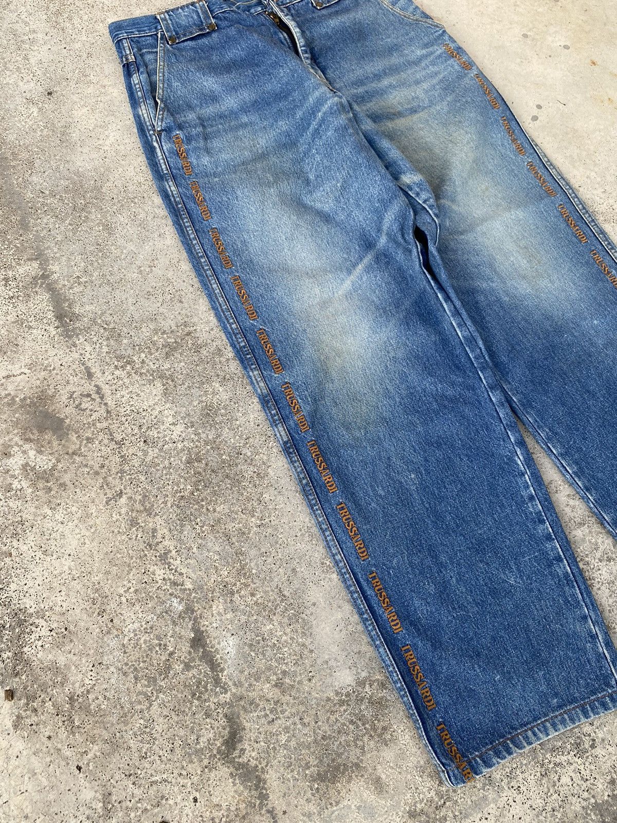 JNCO Vintage Trussardi Embroidered Side Tape Baggy Jeans Size US 34 / EU 50 - 3 Thumbnail
