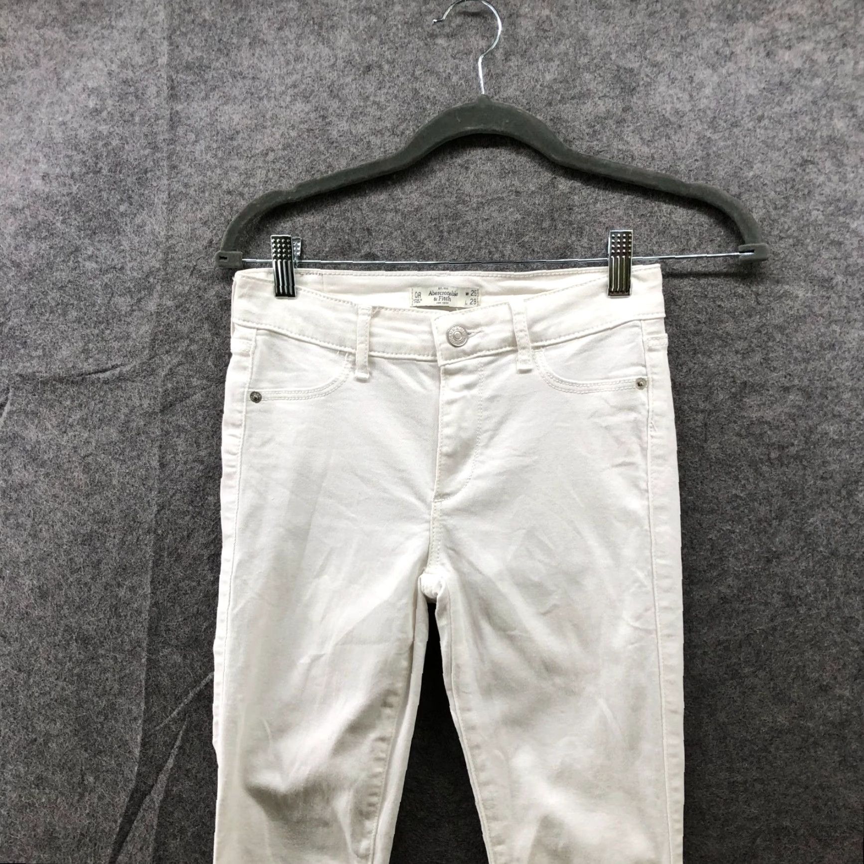Abercrombie & Fitch Abercrombie & Fitch White Skinny Jeans Womens 0R 25x29 Stretch Low Rise Denim Jeans Size 25" / US 0 / IT 36 - 3 Thumbnail