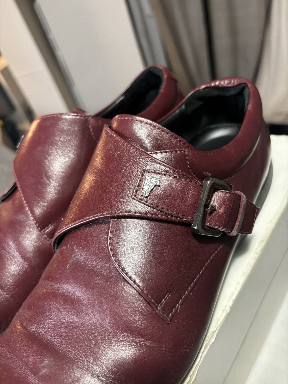 Versace Versace Collection Burgundy Single-Strap Dress Shoes Size US 11 / EU 44 - 3 Thumbnail