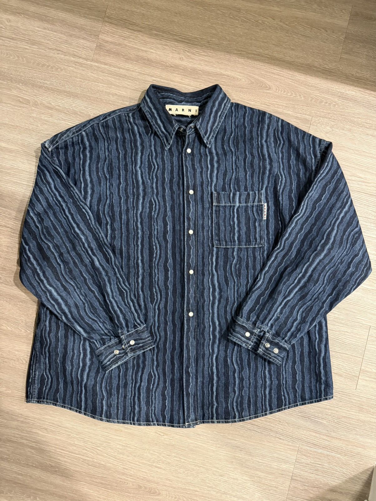 Marni Marni Blue Striped Degrade Denim Shirt Size US XL / EU 56 / 4 - 1 Thumbnail