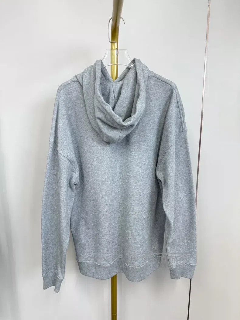 Loewe LOEWE Grey Leather Pocket Large Logo Hooded Sweatshirt Size XXS / US 00 / IT 34 - 2 Thumbnail