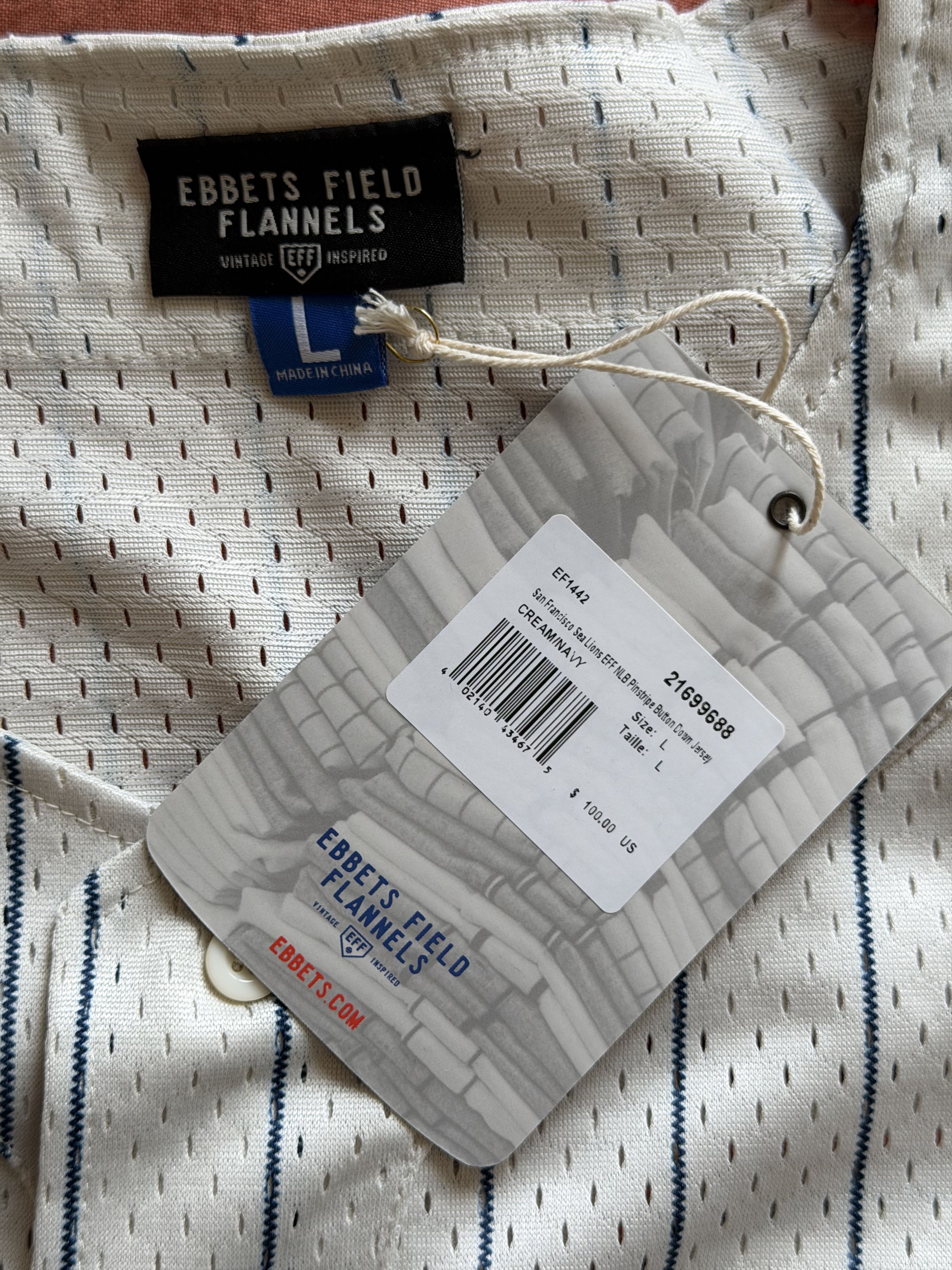 Ebbets Field Flannels Ebbets Field San Francisco Seals Pinstripe Jersey Size US L / EU 52-54 / 3 - 8 Thumbnail