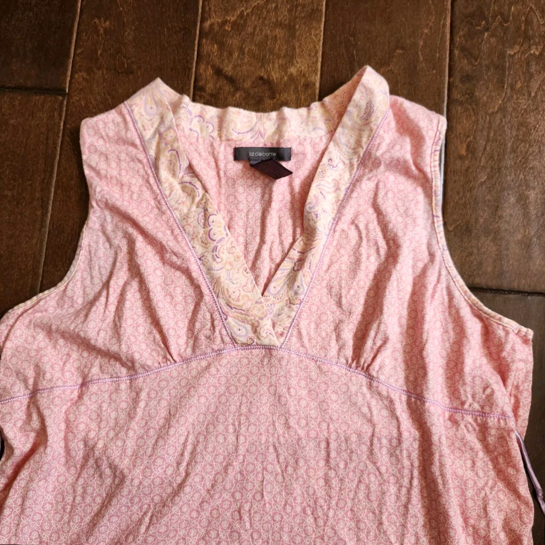Liz Claiborne Liz Claiborne Blouse Top V-Neck Sleeveless Pink L 14 Teens Regular Shirt Womens Size XL / US 12-14 / IT 48-50 - 3 Thumbnail