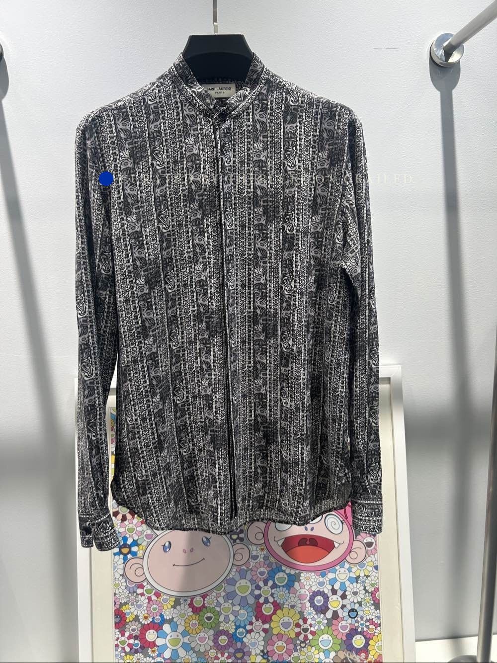 Saint Laurent Paris Gray Patterned Long Sleeve Button-Up Shirt Size US M / EU 48-50 / 2 - 1 Thumbnail