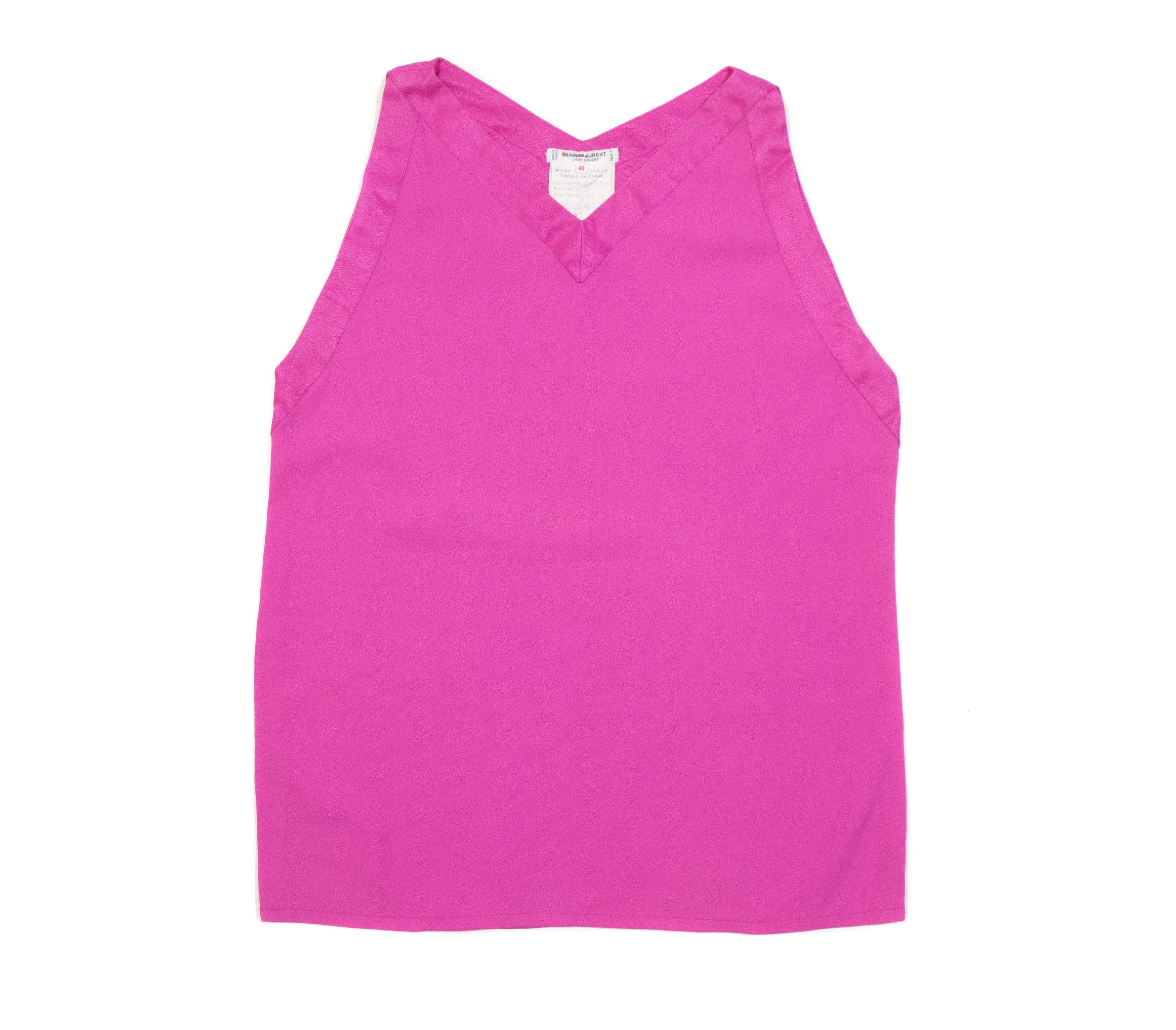 Saint Laurent Paris Rive Gauche Sleeveless Fuchsia Top 70s – 80s Vintage Size M / US 6-8 / IT 42-44 - 1 Thumbnail