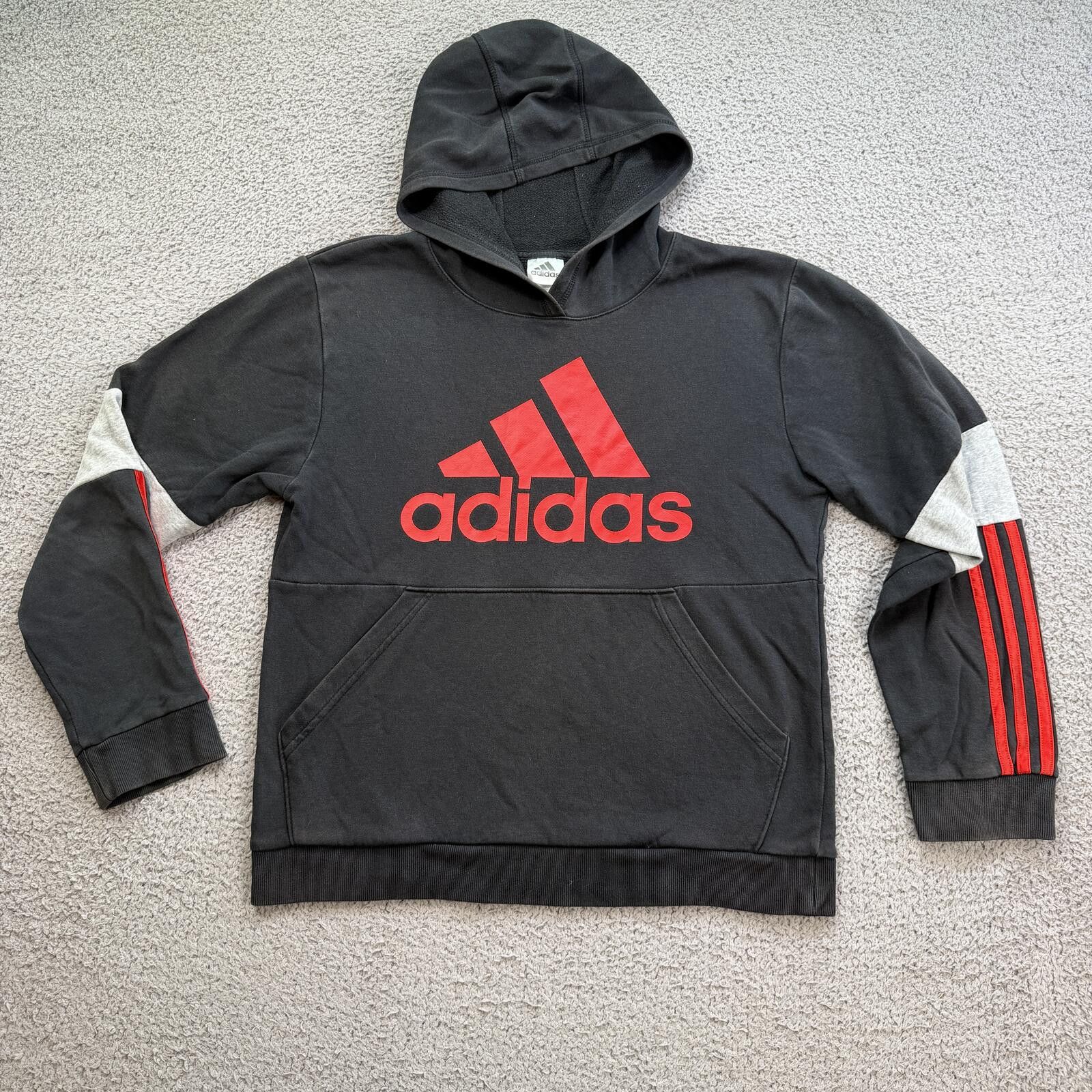 Adidas Adidas Big Logo Hoodie Black Red Sweatshirt Youth XL 18 Size US XL / EU 56 / 4 - 1 Thumbnail