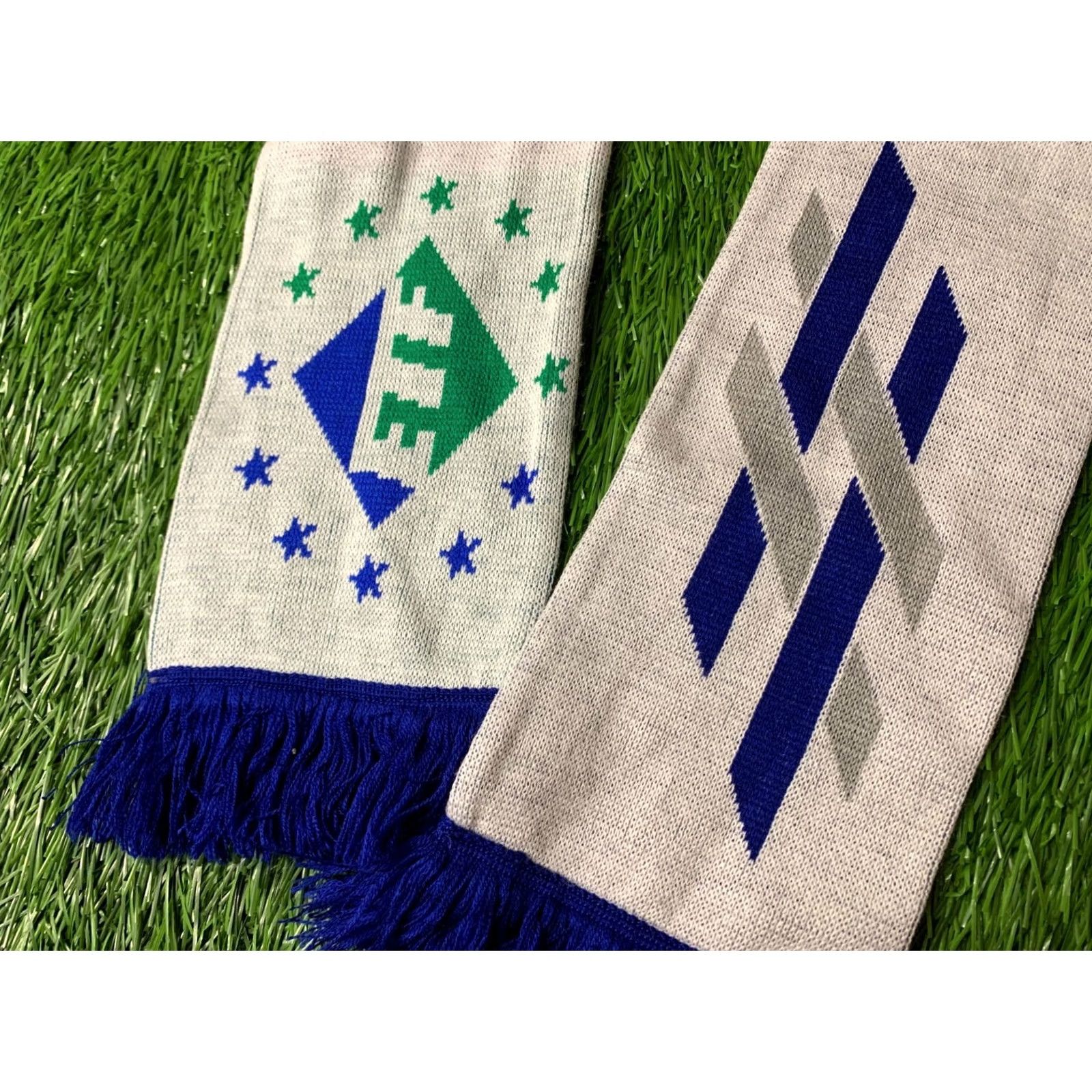 Vintage Official Product Scarf Men One Size White and Blue Transnet Pattern Size ONE SIZE - 3 Thumbnail