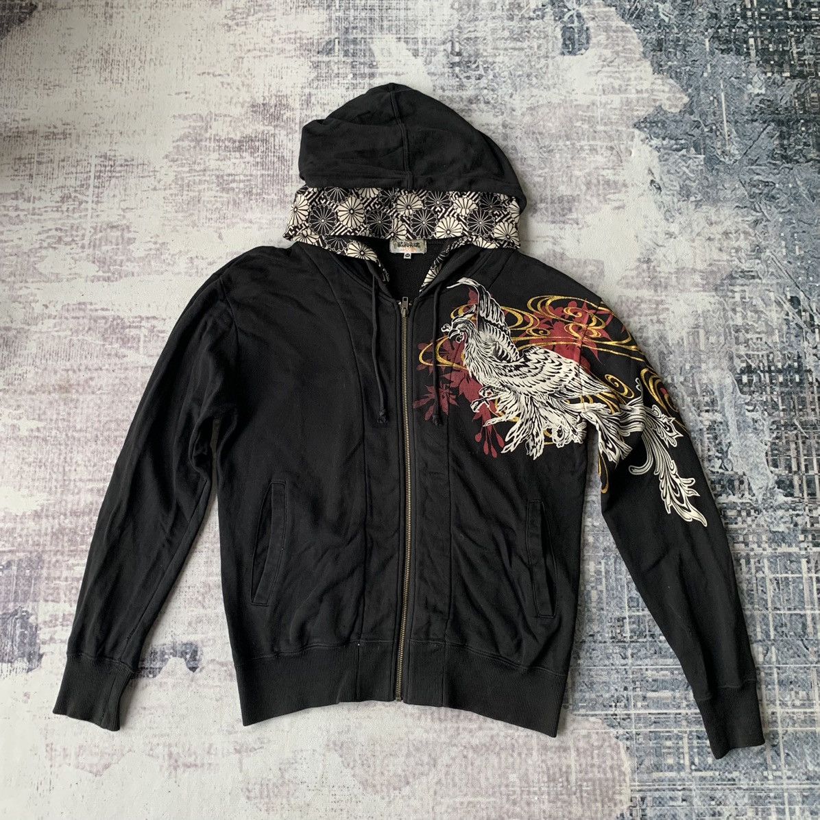 Japanese Brand Karakuri Tamashi Flaming Bird Embroidered Zip Up Hoodie Size US M / EU 48-50 / 2 - 3 Thumbnail