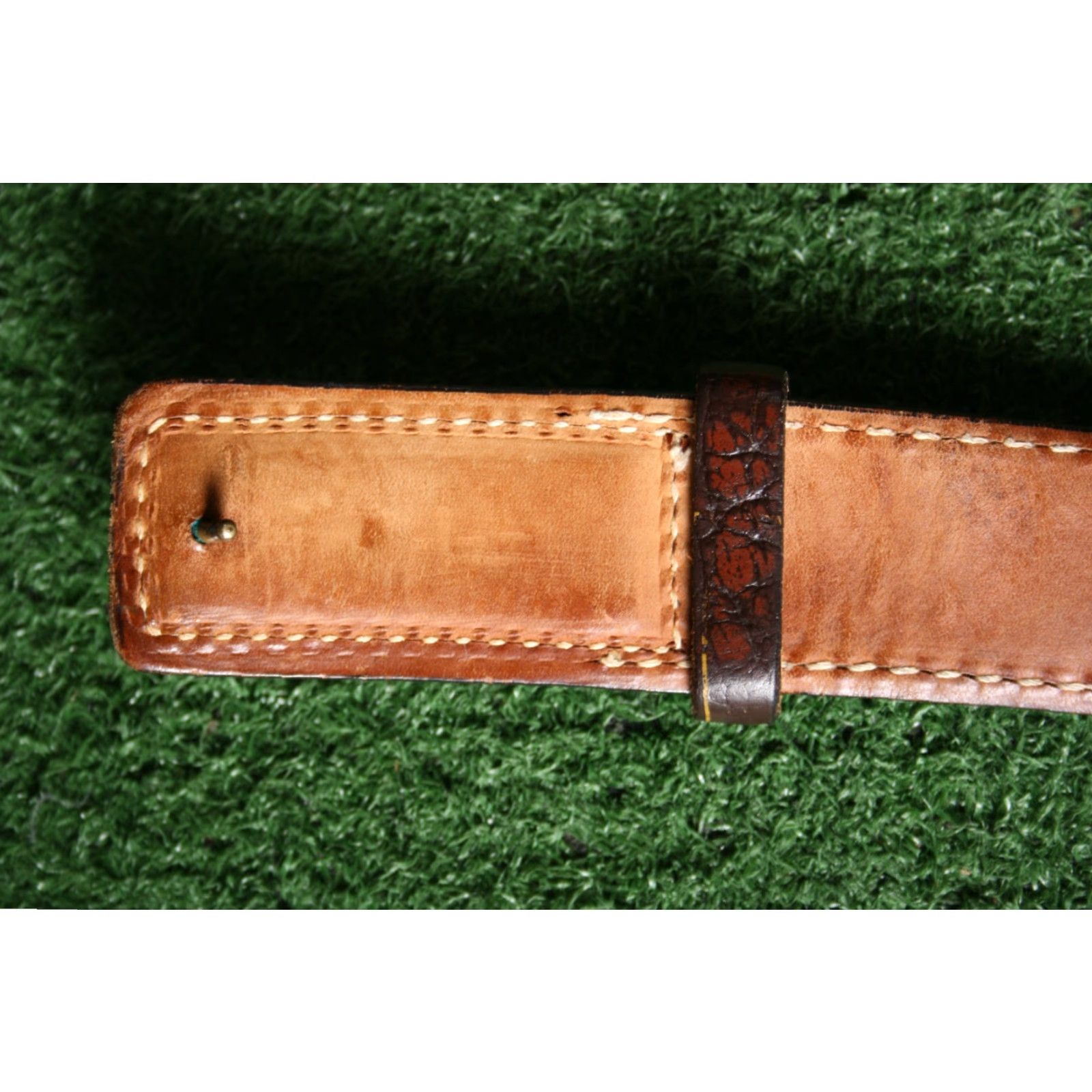 Vintage VINTAGE Justin Belt Men Brown Leather Western Buckleless Stitched Buffalo Calf Size 40 Size 40 - 6 Thumbnail