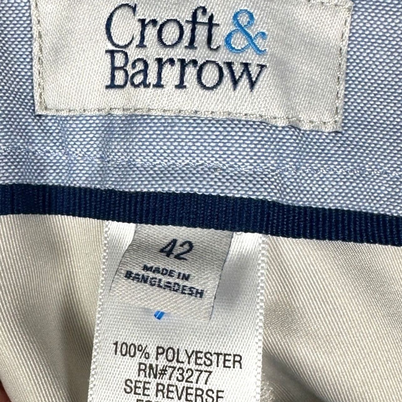 Croft & Barrow Croft & Barrow Shorts Men 42x8.5 Beige Flat Front Chino Casual Outdoor Vintage: No Size US 42 / EU 58 - 3 Thumbnail