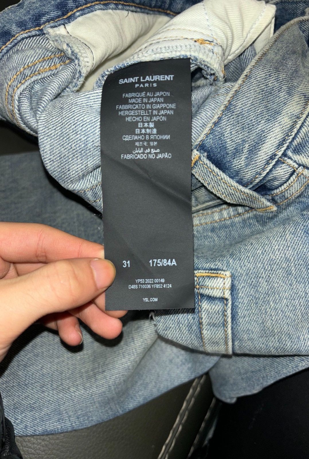 Saint Laurent Paris Saint Laurent SLP 2022FW Straight Single-Knee Slashed Jeans Size US 31 - 4 Thumbnail