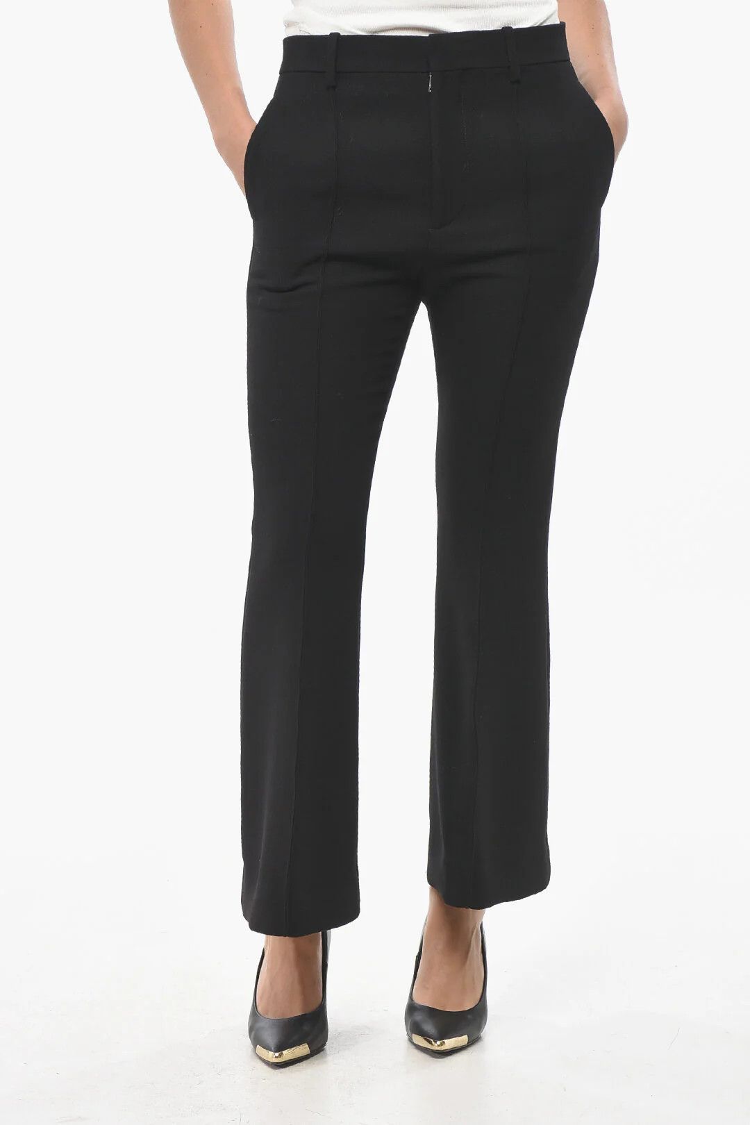 Bottega Veneta og1mm0426 Flared Fit Wool Pant in Black Size 27" / US 4 / IT 40 - 1 Thumbnail