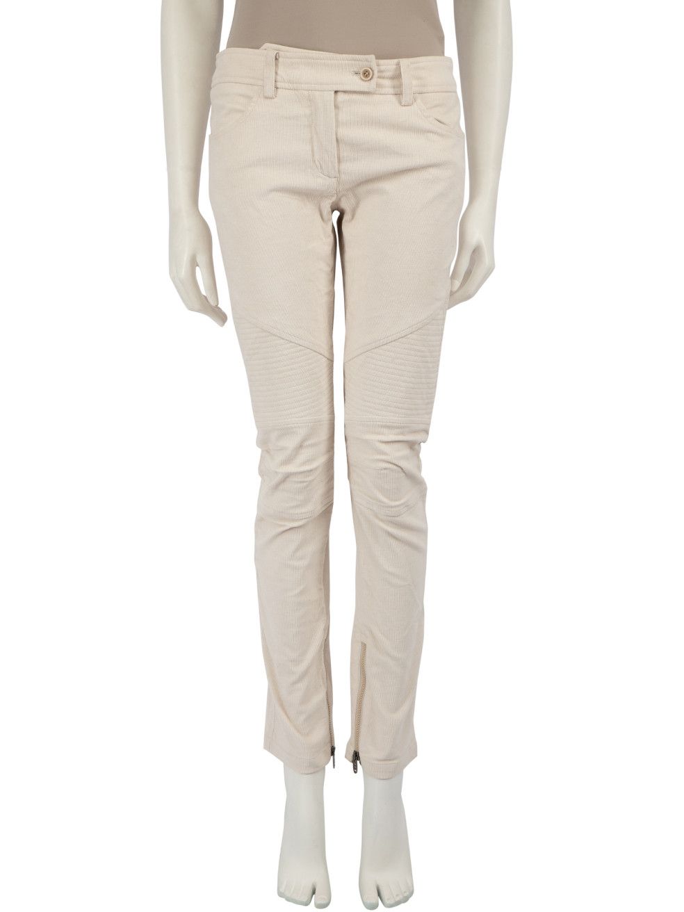 image of Ermanno Scervino Ecru Corduroy Biker Trousers, Women's (Size 27)