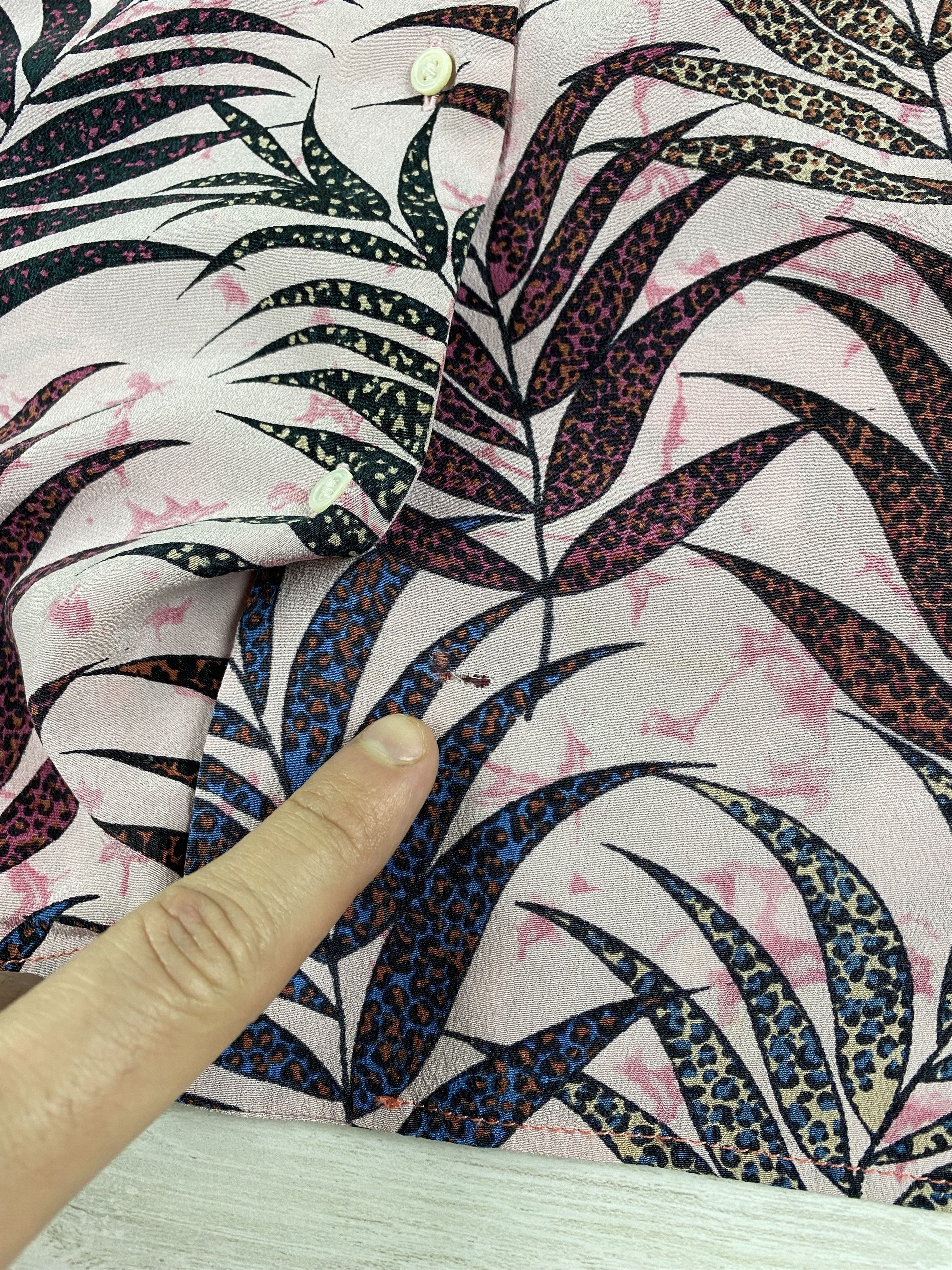 Designer × Sandro Sandro Liliane Botanical-Print Silk Top blouse shirt Size M / US 6-8 / IT 42-44 - 11 Thumbnail