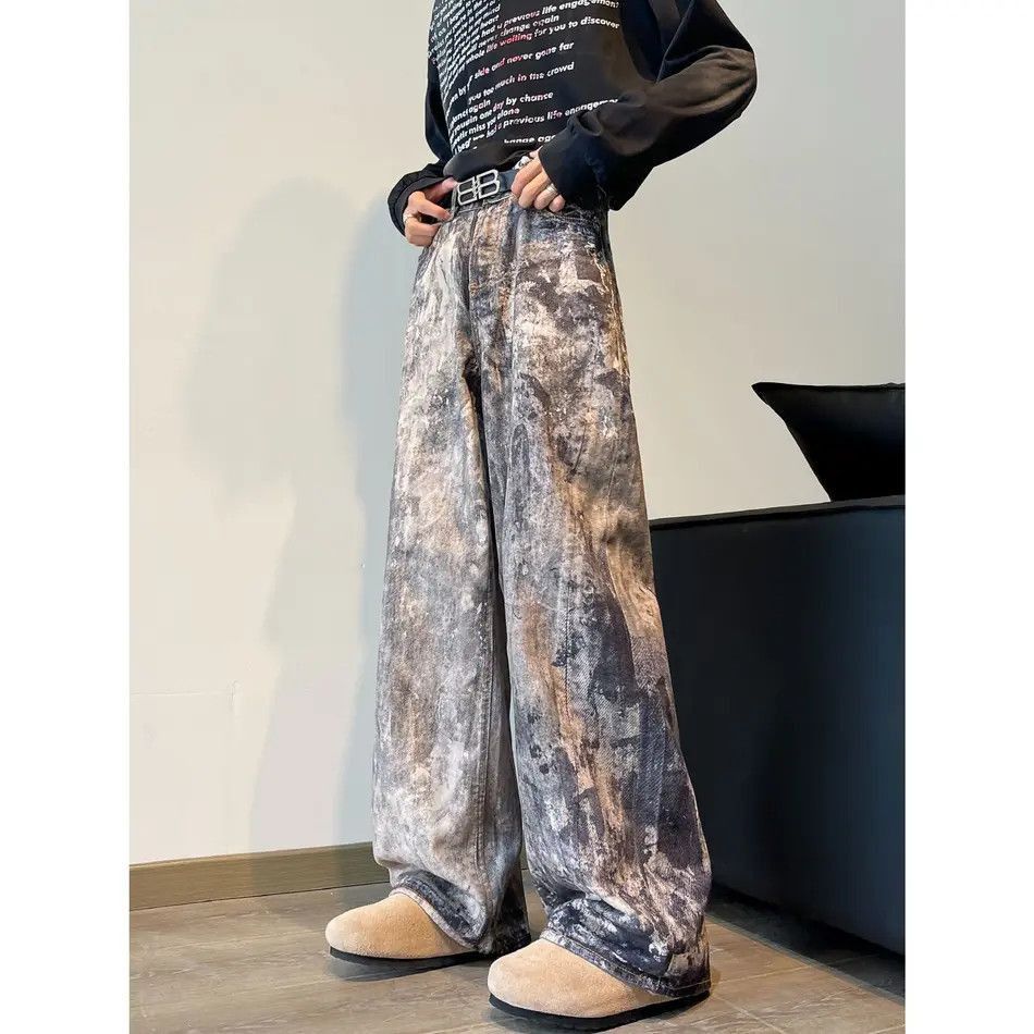 Japanese Brand Retro loose splashed ink printed jeans Size US 32 / EU 48 - 3 Thumbnail