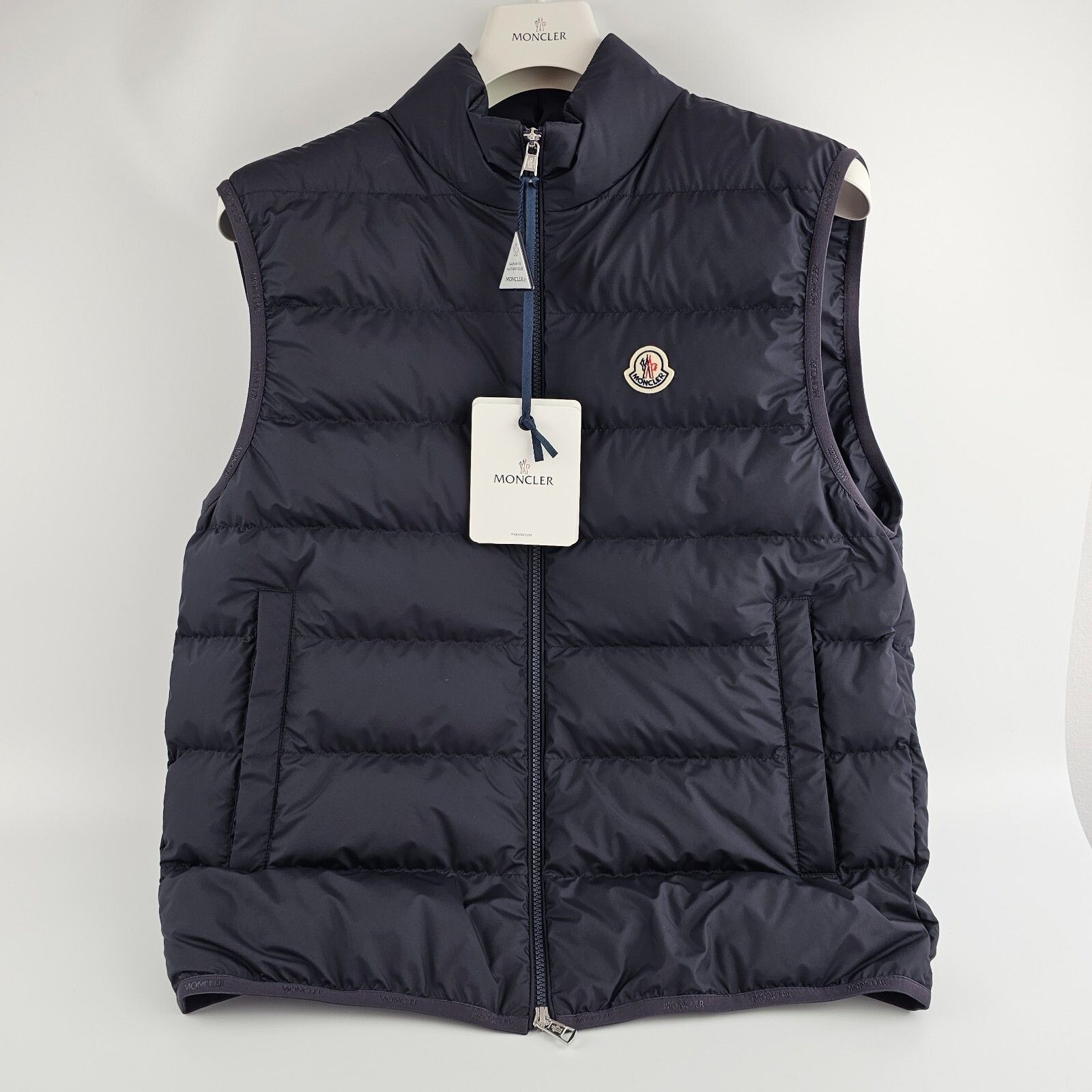 MONCLER Contrin $1130 Men's Navy Down Vest New (Men's size:L