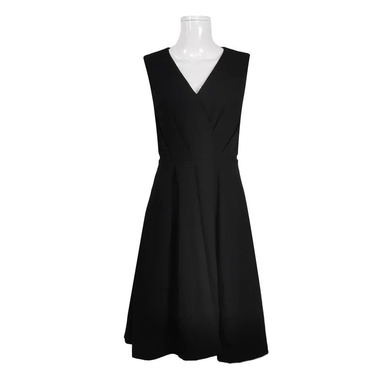 Hermes Hermes Black V-Neck Wool Dress Size 34 Size 34 - 1 Thumbnail