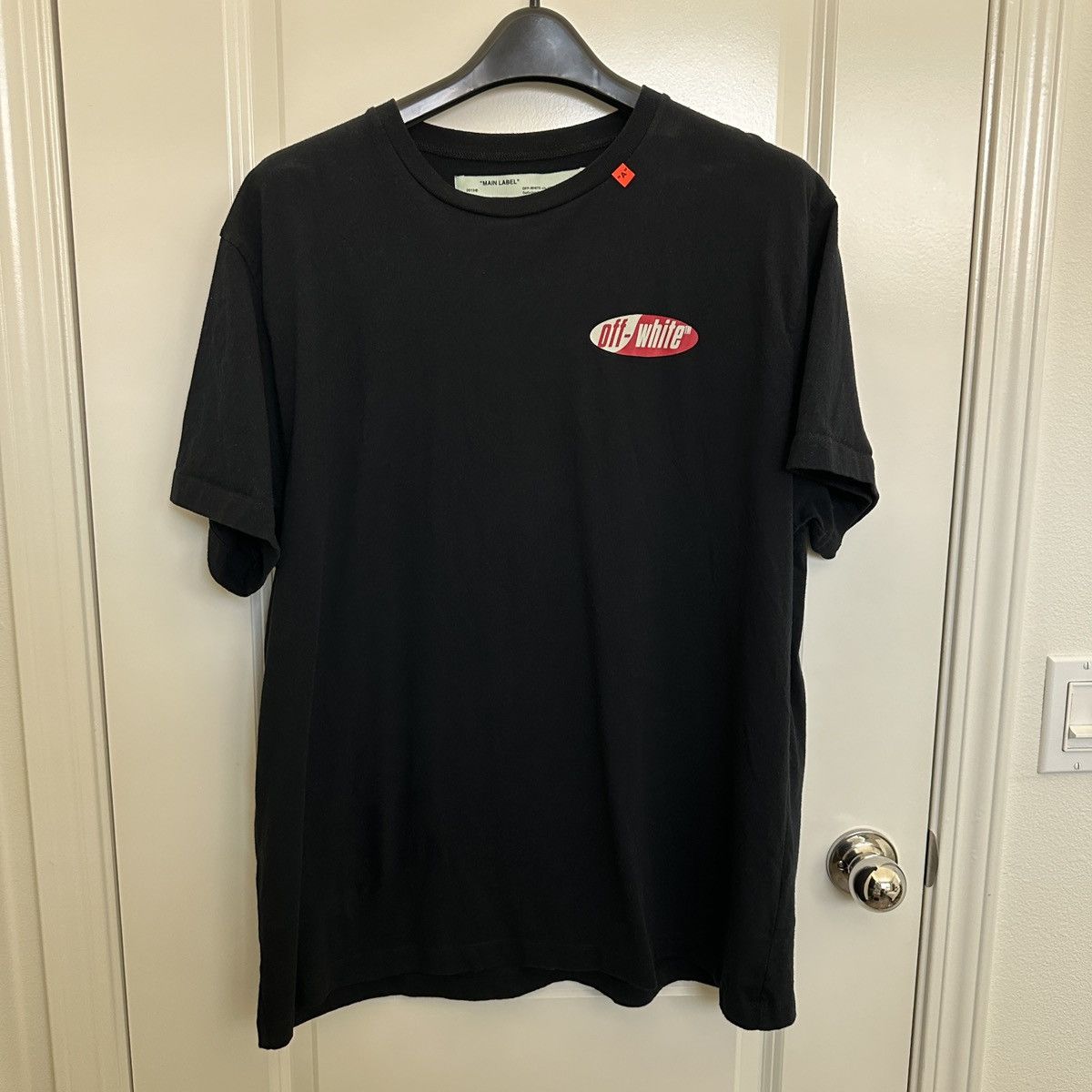 Off-White Men's Black & Red Oversized Split Logo T-shirt Size US S / EU 44-46 / 1 - 4 Thumbnail