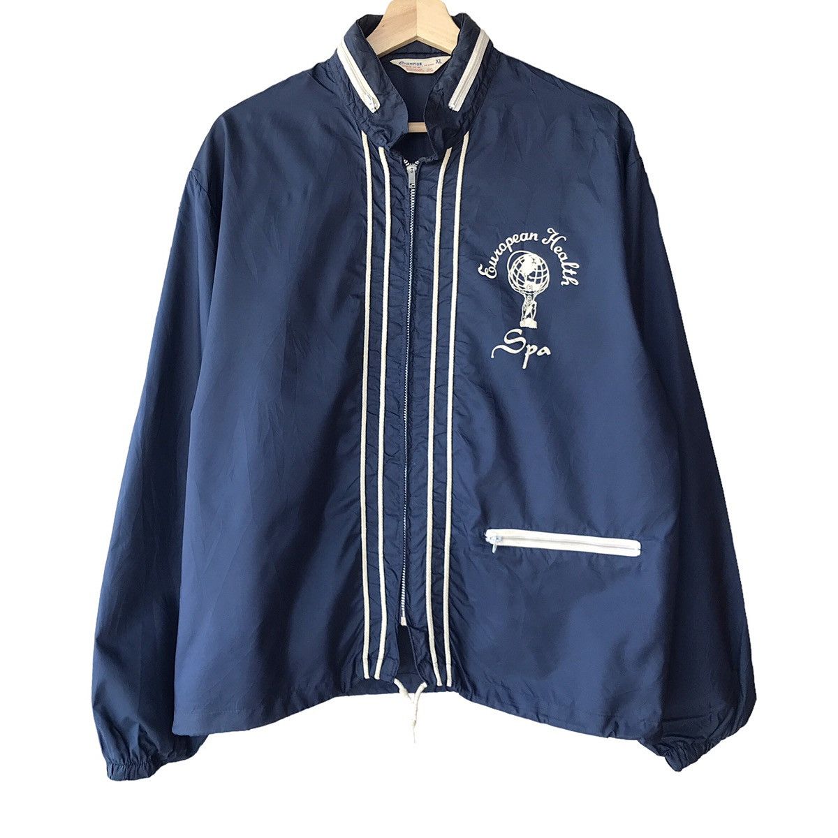 image of Champion Vintage 50S 60S Runningman Zip-Up Windbreaker in Navy, Men's (Size XL)