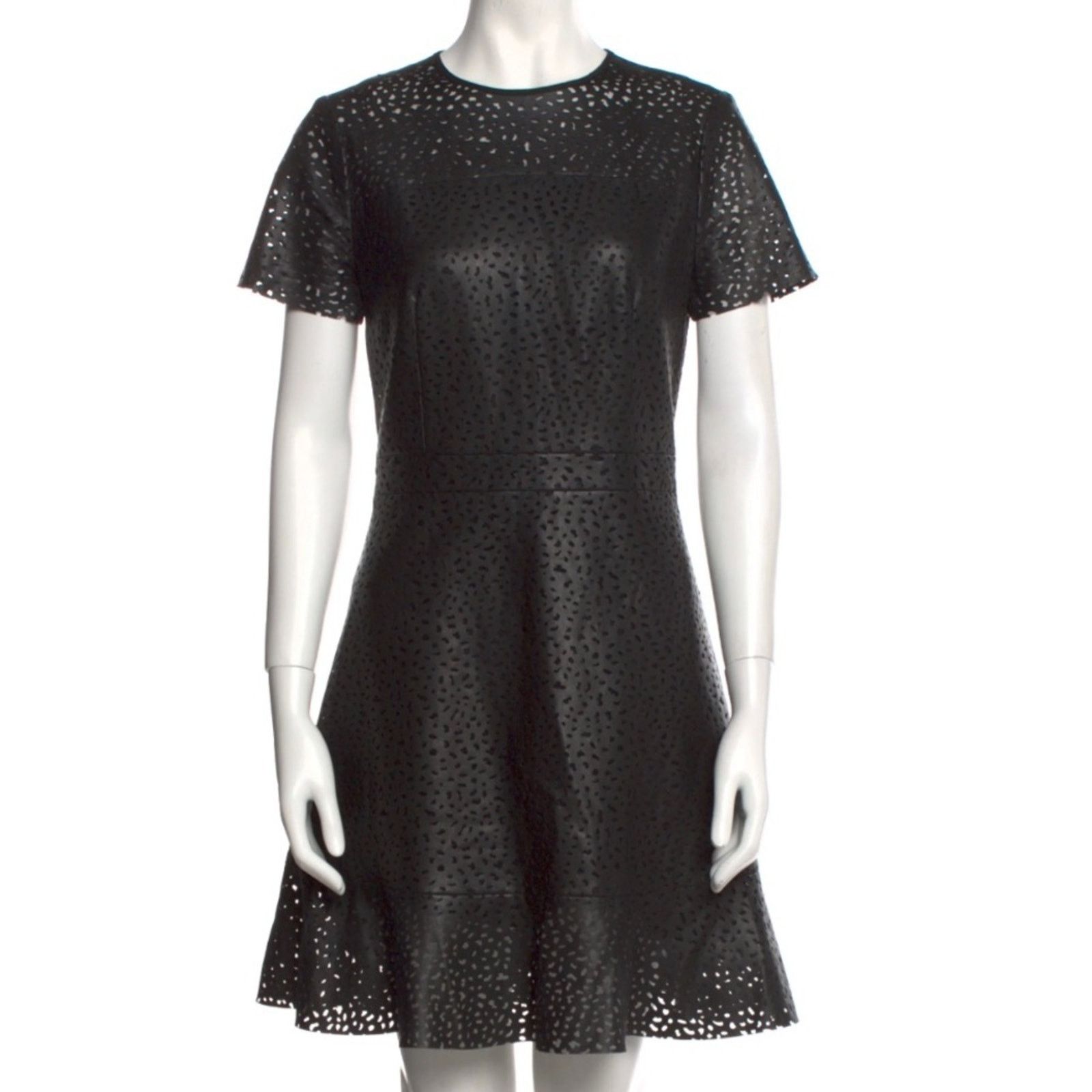 Michael Kors Michael Kors Black Dress A-Line Eyelet Trim Short Sleeve 4 Size S / US 4 / IT 40 - 1 Thumbnail