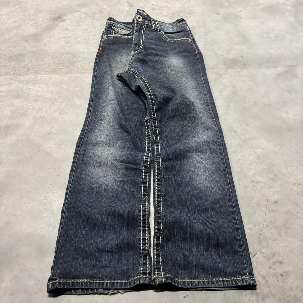 Japanese Brand × Vintage Crazy Vintage Y2K/2000s Grunge Faded Dark Wash Denim Jeans! Size US 30 / EU 46 - 3 Thumbnail