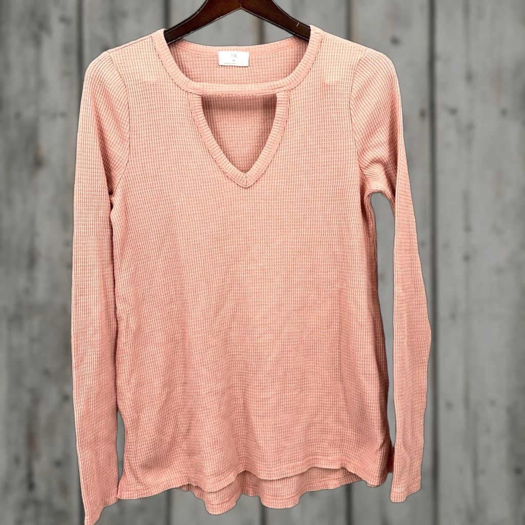 Anthropologie T.la Shirt Womens S Pink Thermal Knit Bohemian Casual Relaxed Cotton Blend Long Sleeve Vintage No Size S / US 4 / IT 40 - 1 Thumbnail