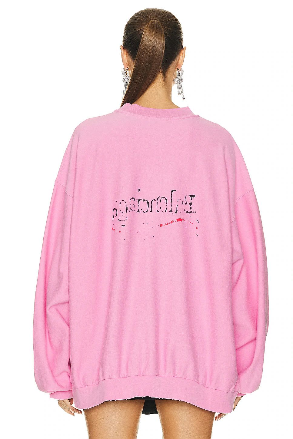 Balenciaga o1mt1gz0825 Hand-Drawn Political Campaign Sweatshirt Pink Size XS / US 0-2 / IT 36-38 - 3 Thumbnail