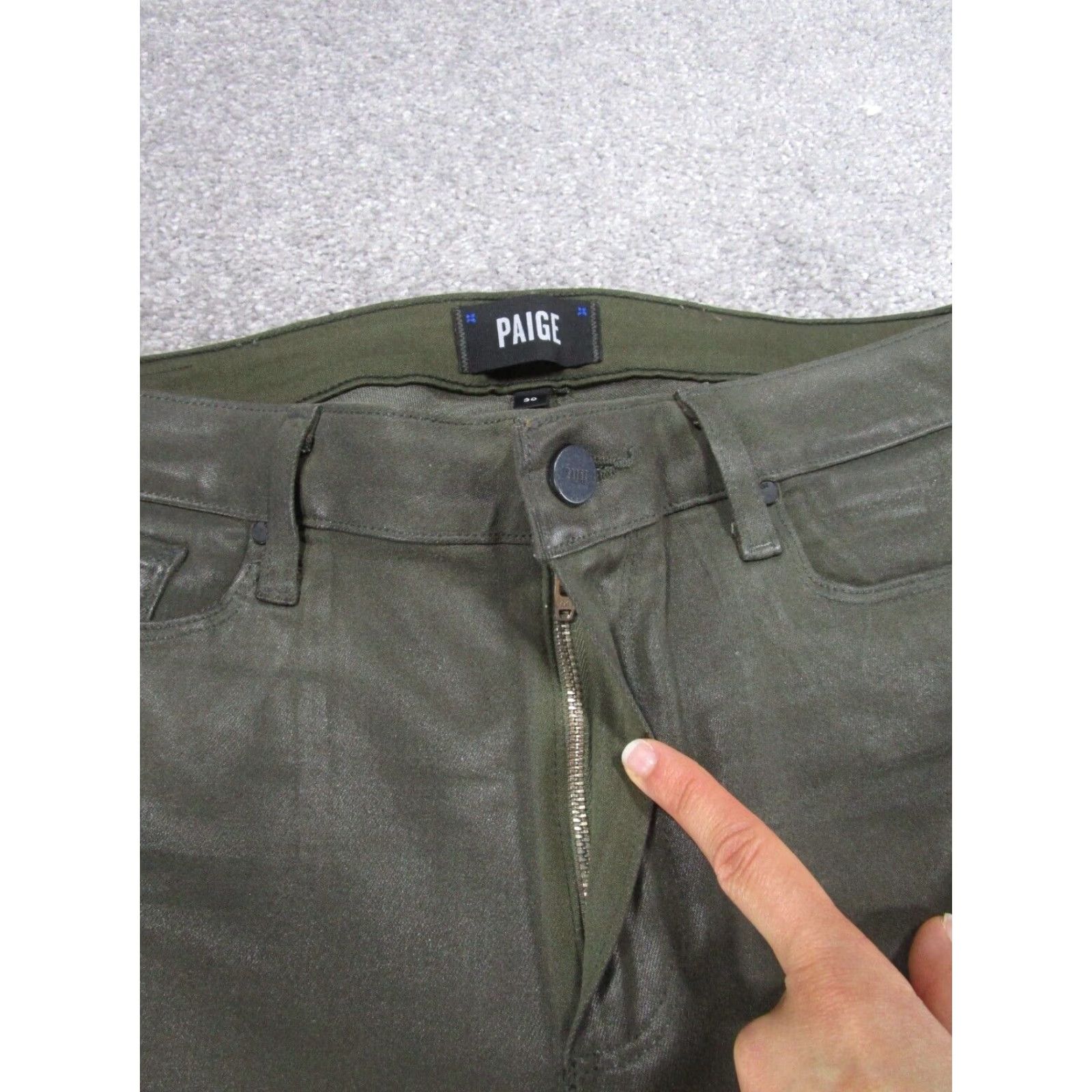 Paige Paige Jeans Womens 30 Petite Hoxton Ankle Green Coated Denim Skinny Size 30" / US 8 / IT 44 - 3 Thumbnail