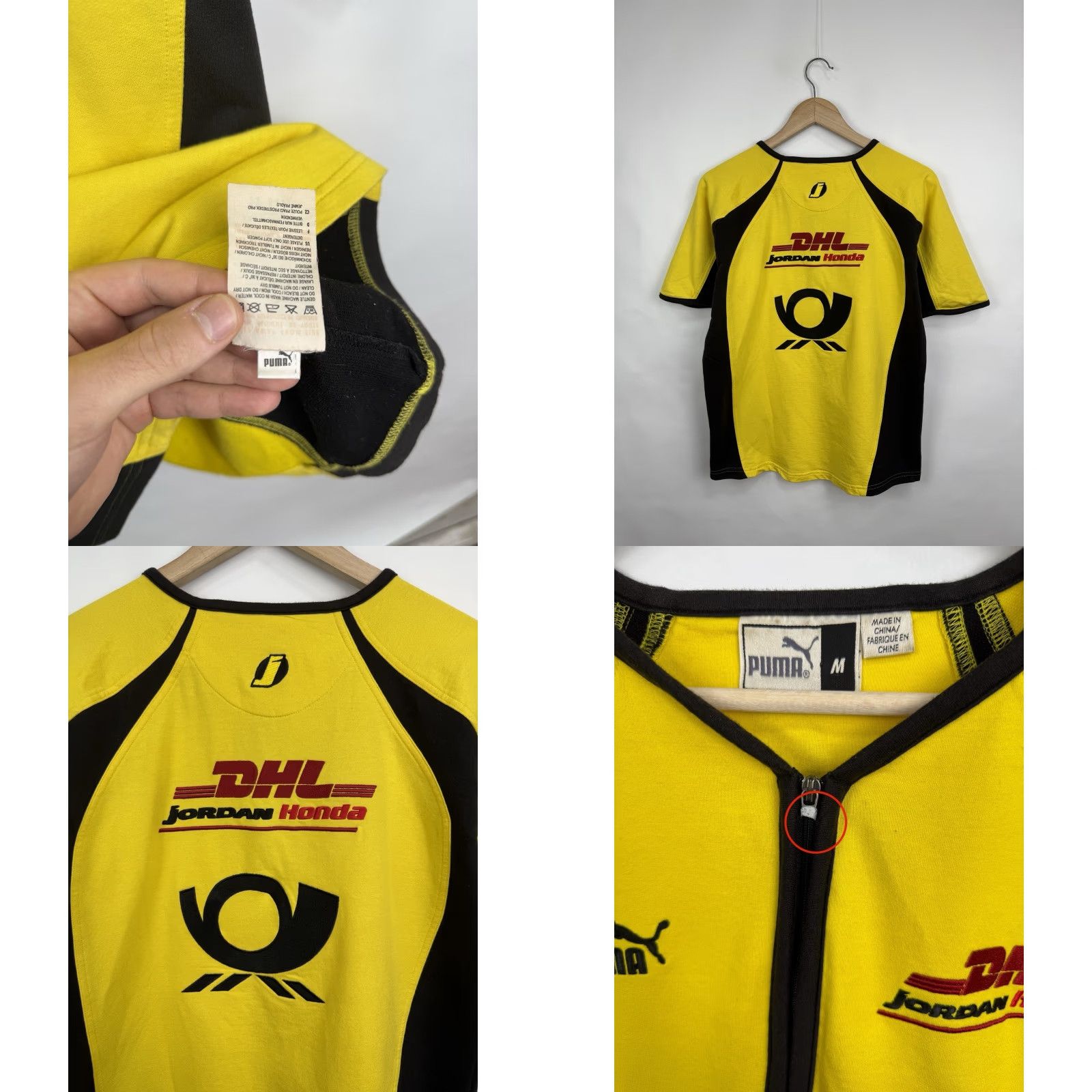 Puma VINTAGE 90s Jordan Honda F1 Team Puma DHL Deutsche Post Polo T-Shirt Mens M Yellow Puma DHL Deutsche Post 90s Shoes? Size US M / EU 48-50 / 2 - 8 Thumbnail