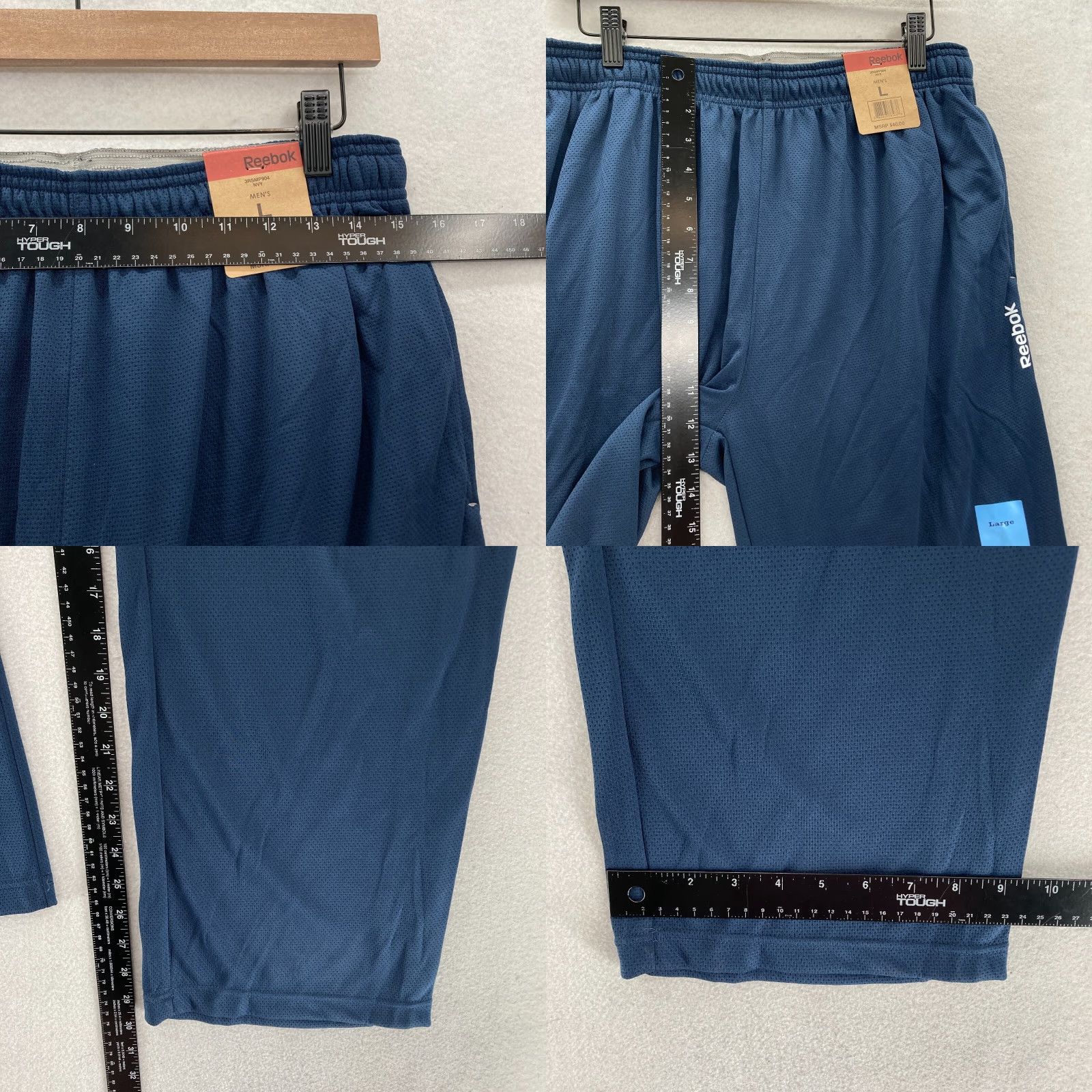 Reebok Reebok Track Pants Sweatpants Mens Large Navy Blue Warm Up Basketball University Size US 33 - 8 Thumbnail