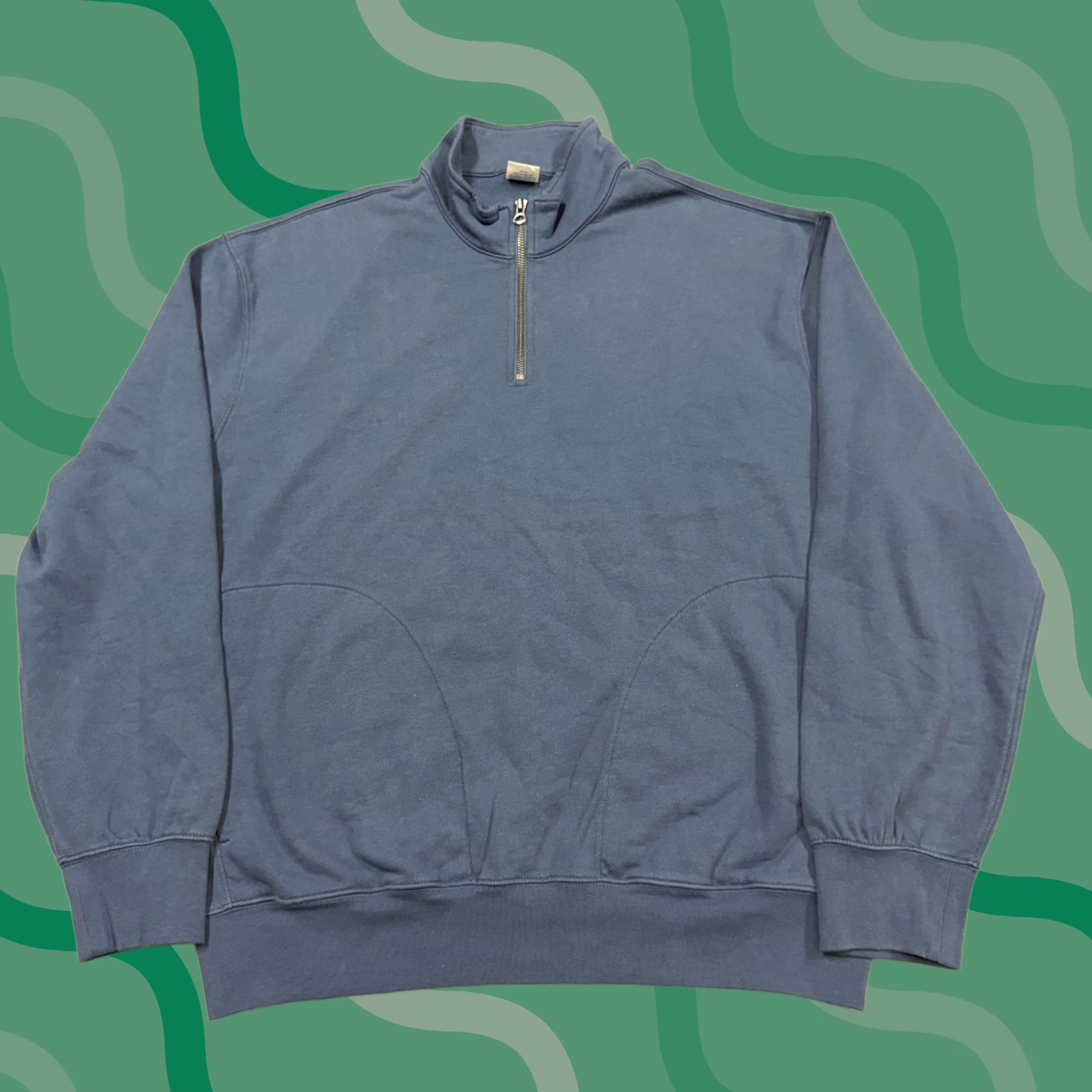 J.Crew J.Crew Sweatshirt Mens Large Blue 1/4 Zip Mock Neck Pullover Pockets Nautical Pattern Solid Cotton Size US L / EU 52-54 / 3 - 1 Thumbnail