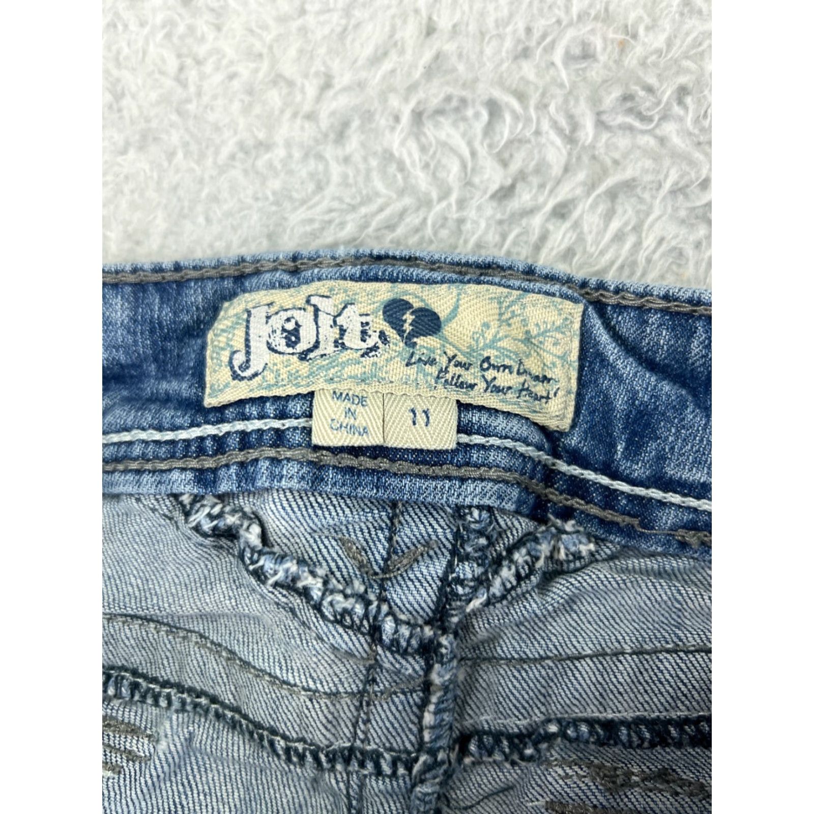 Vintage Jolt Jeans Women Bootcut 11 Blue Denim Distressed Cotton Blend 5-Pocket Regular Inseam 30.5 in Womens Jeans Size 32" / US 10 / IT 46 - 3 Thumbnail